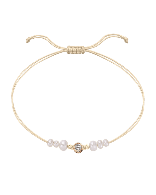 Le String of Love 6 Perles Naturelles - Or Rose 14 carats Bracelet 14K Solid Gold Beige Large: 0.10 carats 