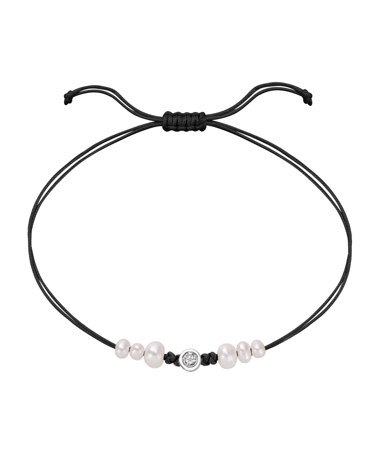 Le String of Love 6 Perles Naturelles - Or Blanc 14 carats Bracelet 14K Solid Gold Noir Medium: 0.05 carats 