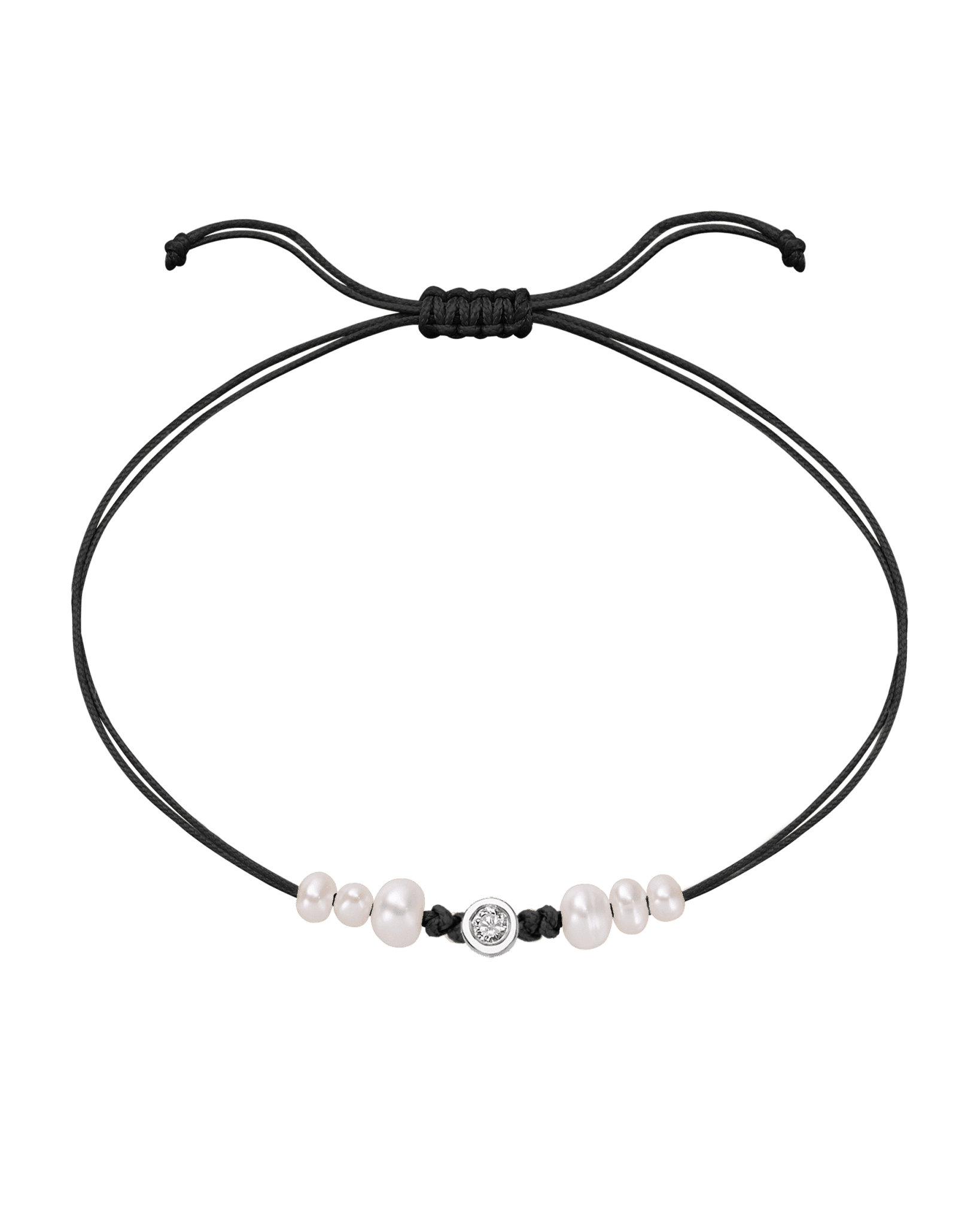 Le String of Love 6 Perles Naturelles - Or Blanc 14 carats Bracelet 14K Solid Gold Noir Medium: 0.05 carats 