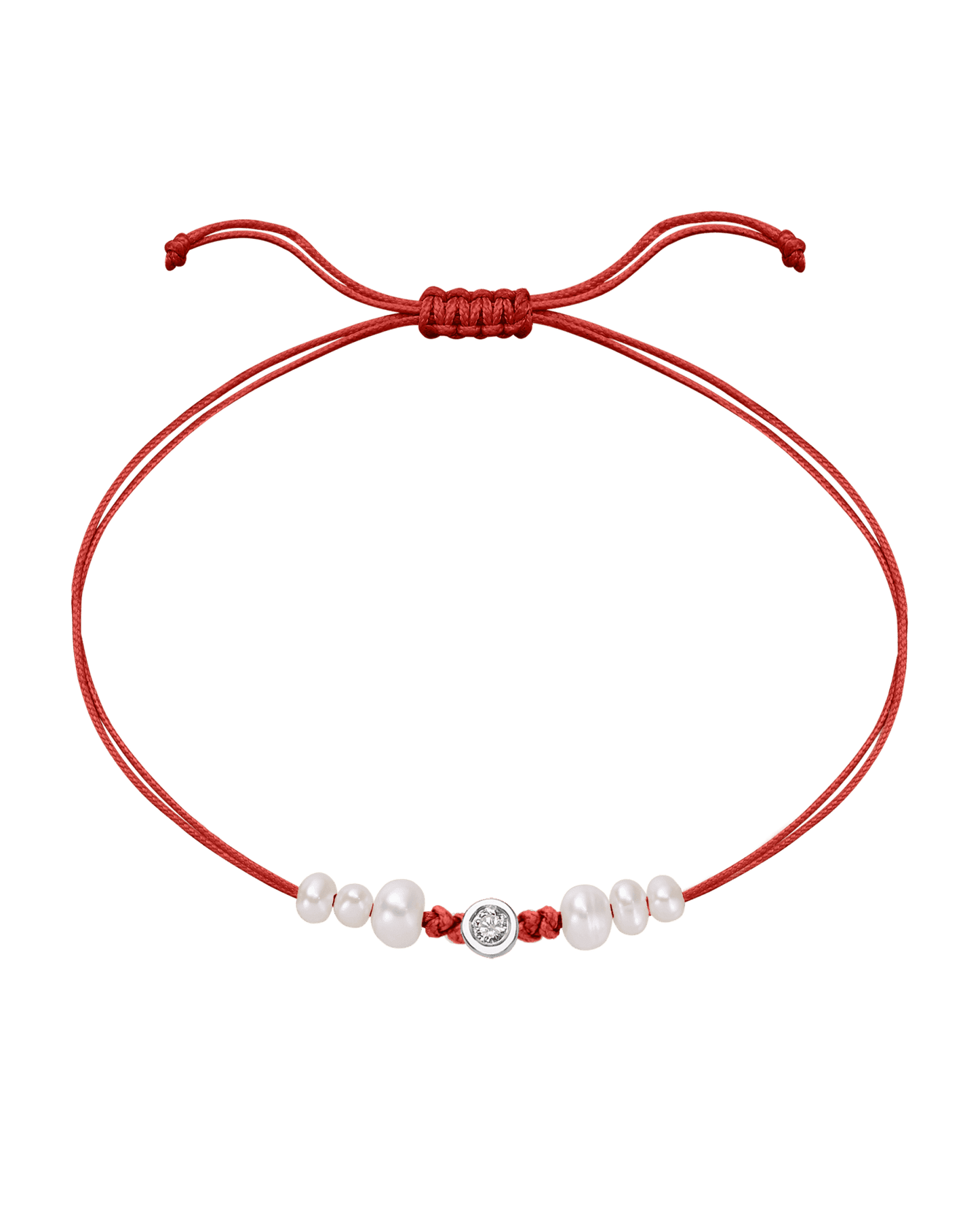 Le String of Love 6 Perles Naturelles - Or Blanc 14 carats Bracelet 14K Solid Gold Rouge Medium: 0.05 carats 