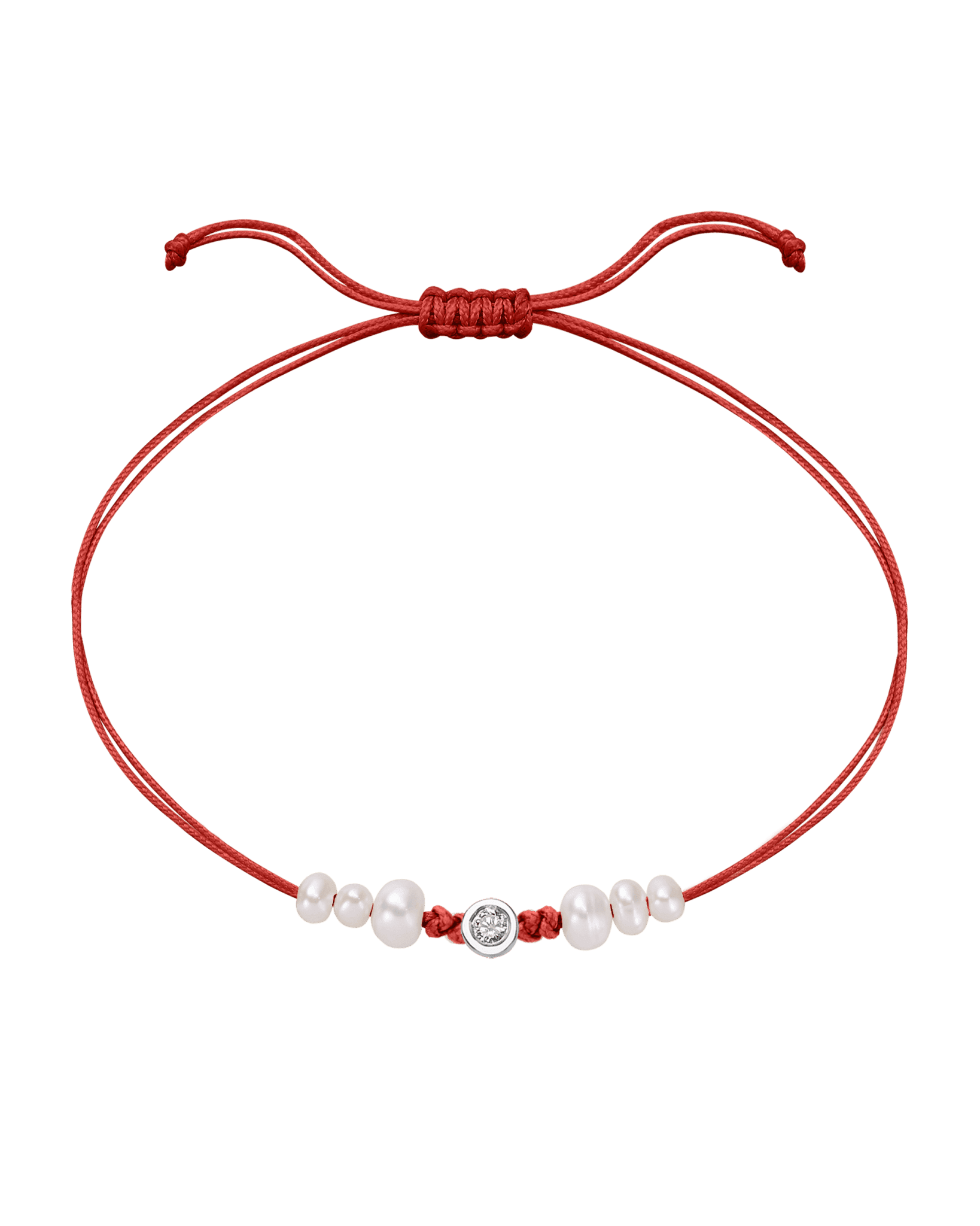 Le String of Love 6 Perles Naturelles - Or Blanc 14 carats Bracelet 14K Solid Gold Rouge Medium: 0.05 carats 