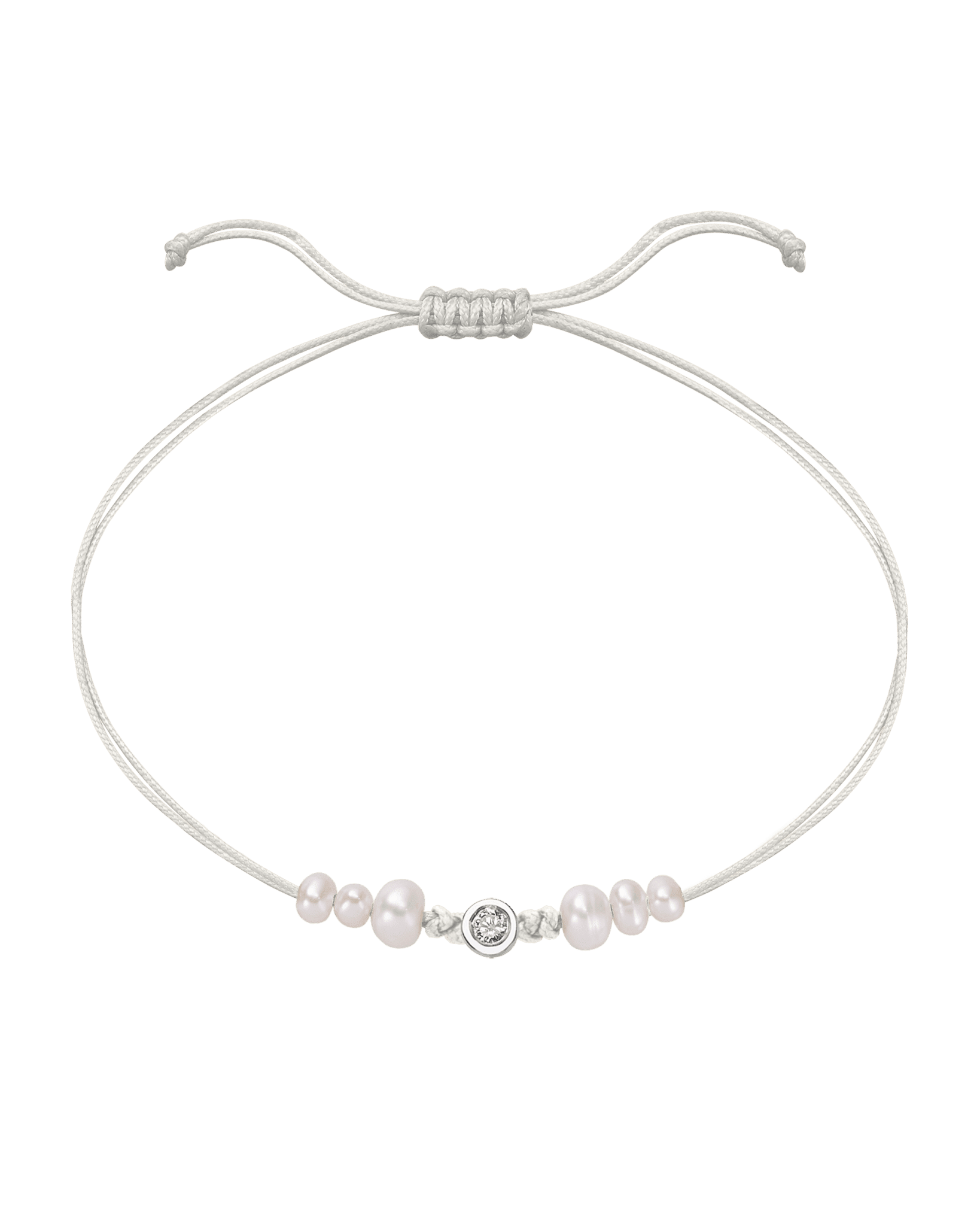 Le String of Love 6 Perles Naturelles - Or Blanc 14 carats Bracelet 14K Solid Gold Perle Medium: 0.05 carats 