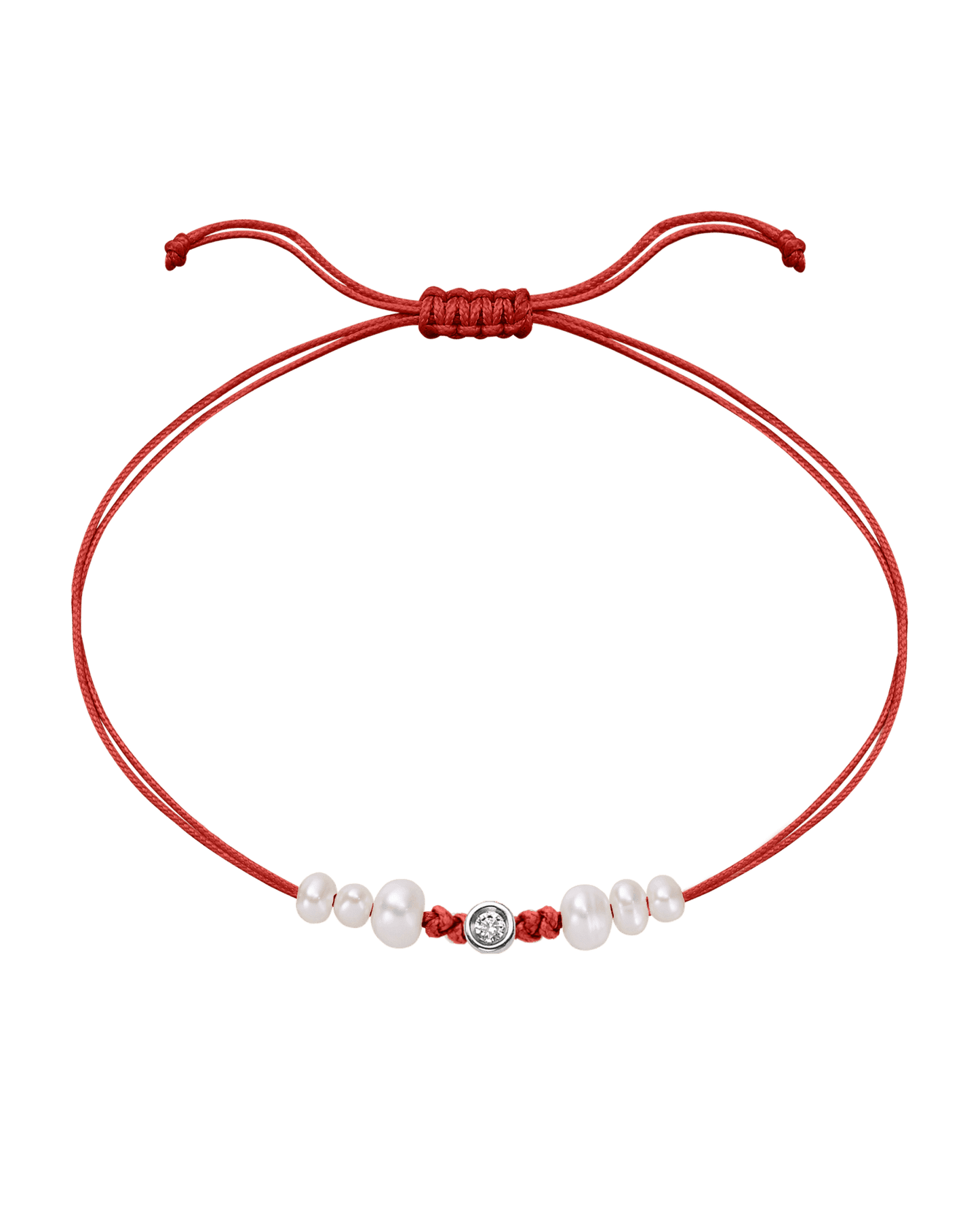 Le String of Love 6 Perles Naturelles - Or Blanc 14 carats Bracelet 14K Solid Gold Rouge Small: 0.03 carats 