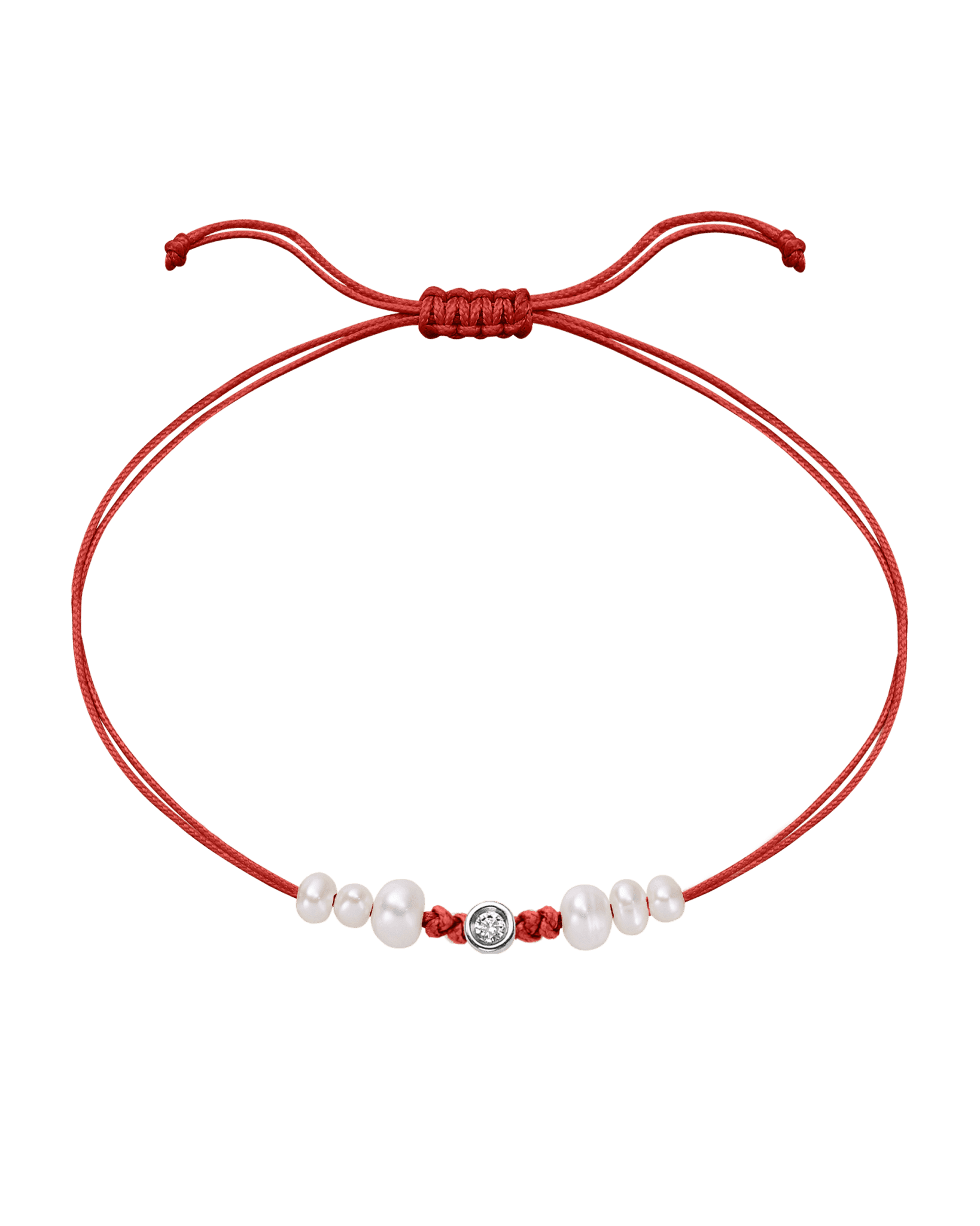 Le String of Love 6 Perles Naturelles - Or Blanc 14 carats Bracelet 14K Solid Gold Rouge Small: 0.03 carats 