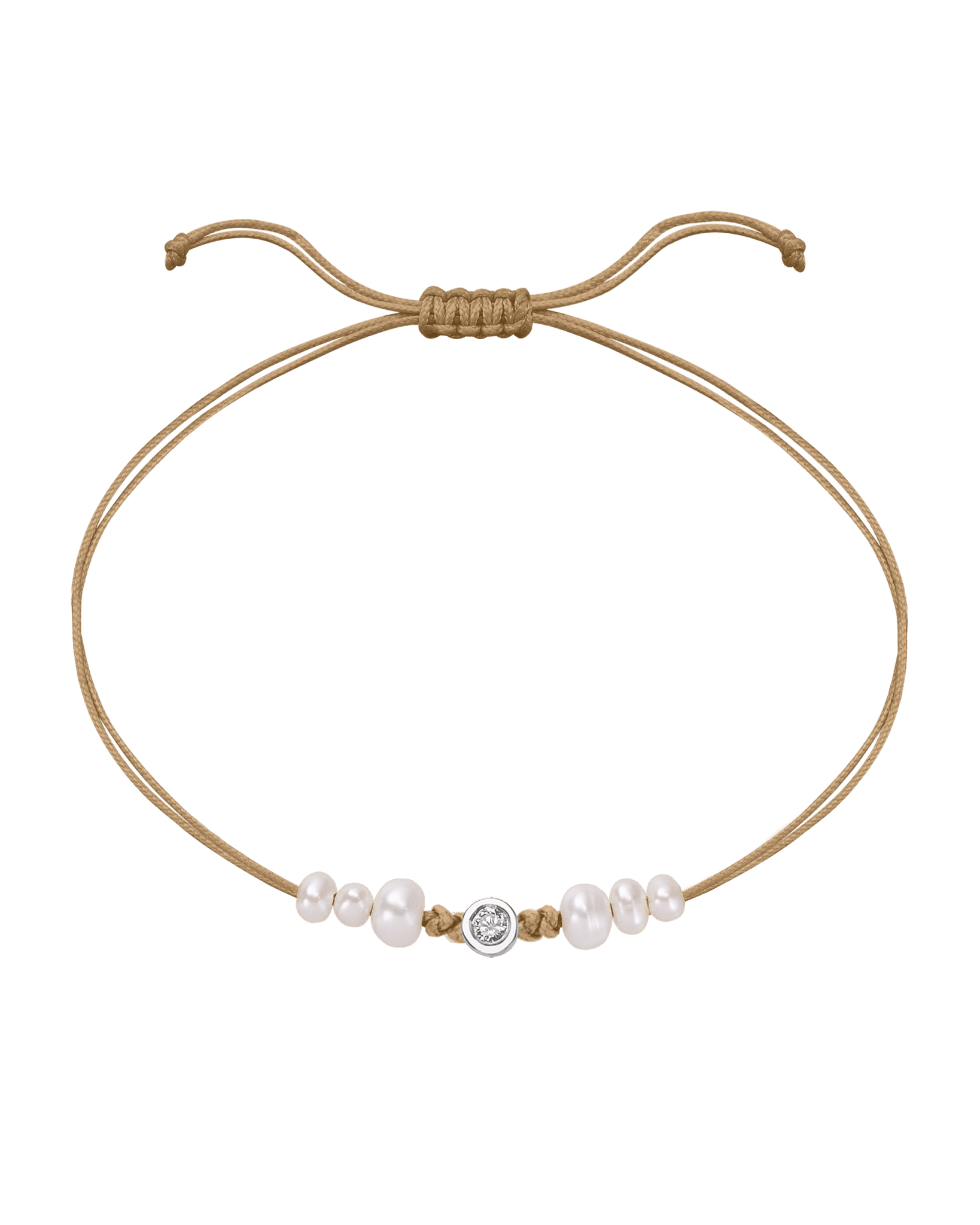 Le String of Love 6 Perles Naturelles - Or Blanc 14 carats Bracelet 14K Solid Gold Camel Medium: 0.05 carats 