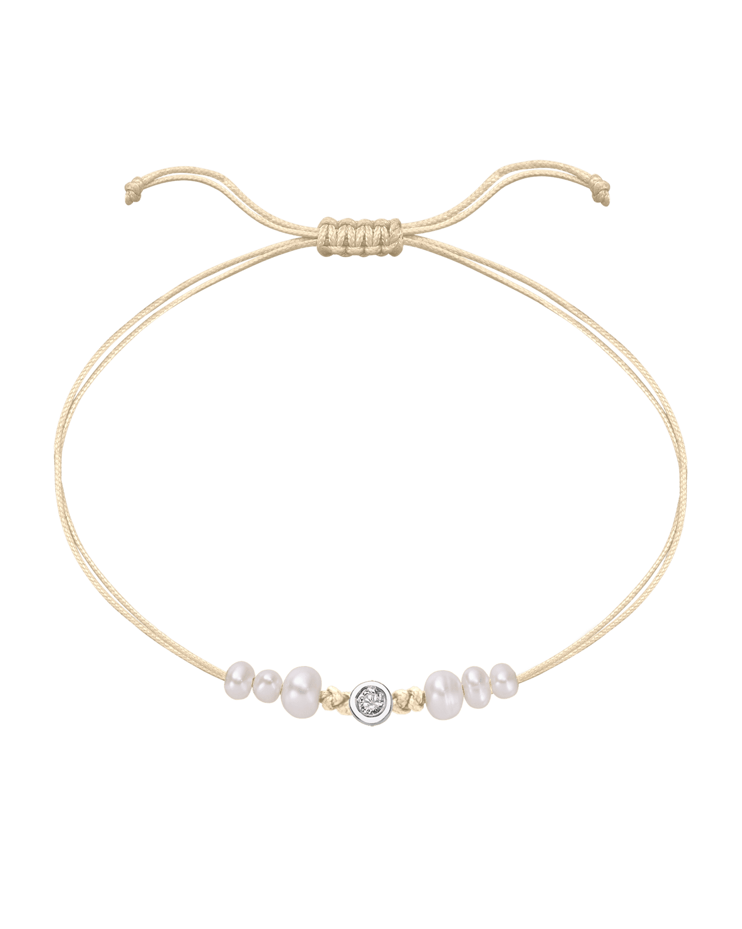 Le String of Love 6 Perles Naturelles - Or Blanc 14 carats Bracelet 14K Solid Gold Beige Medium: 0.05 carats 