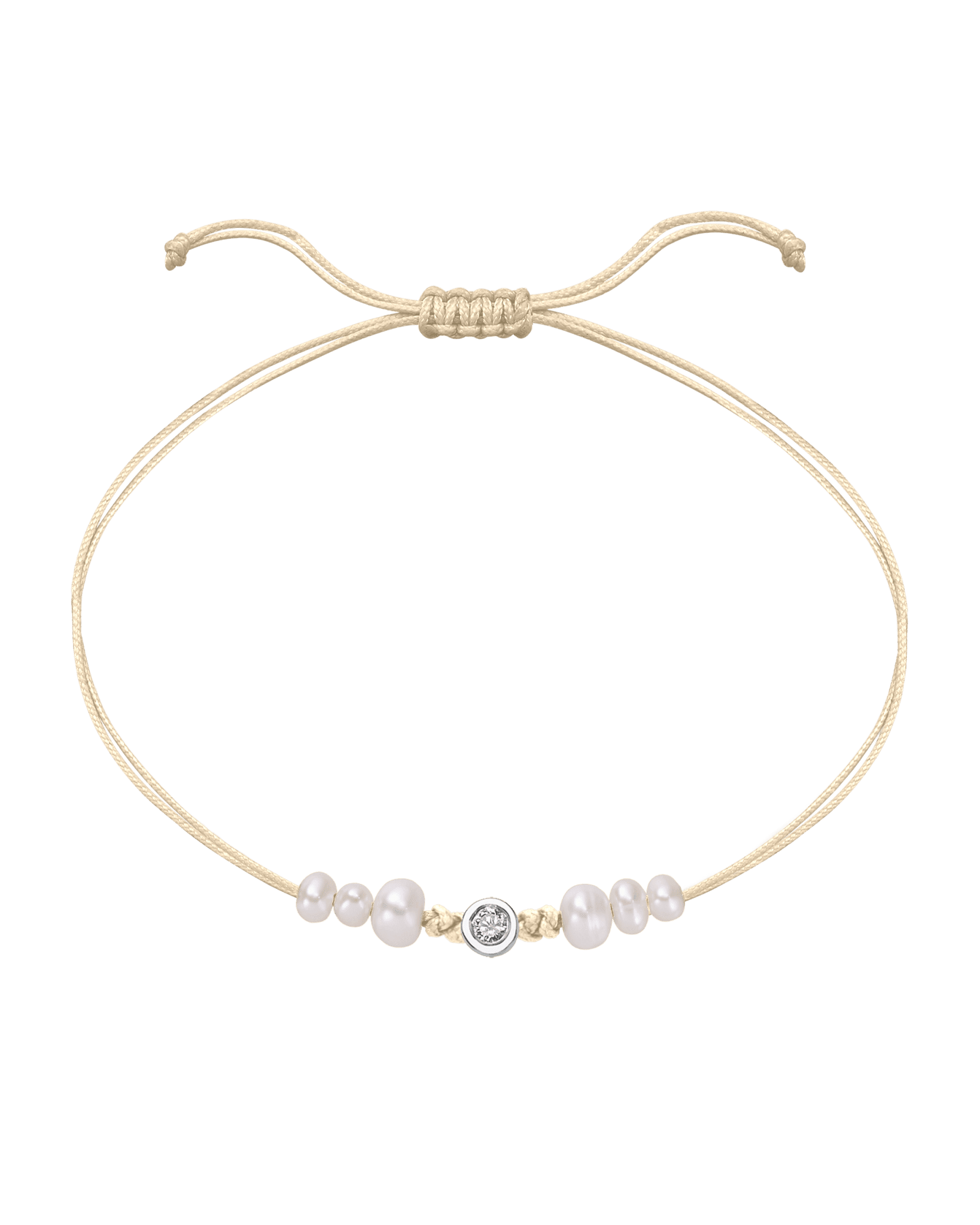 Le String of Love 6 Perles Naturelles - Or Blanc 14 carats Bracelet 14K Solid Gold Beige Medium: 0.05 carats 