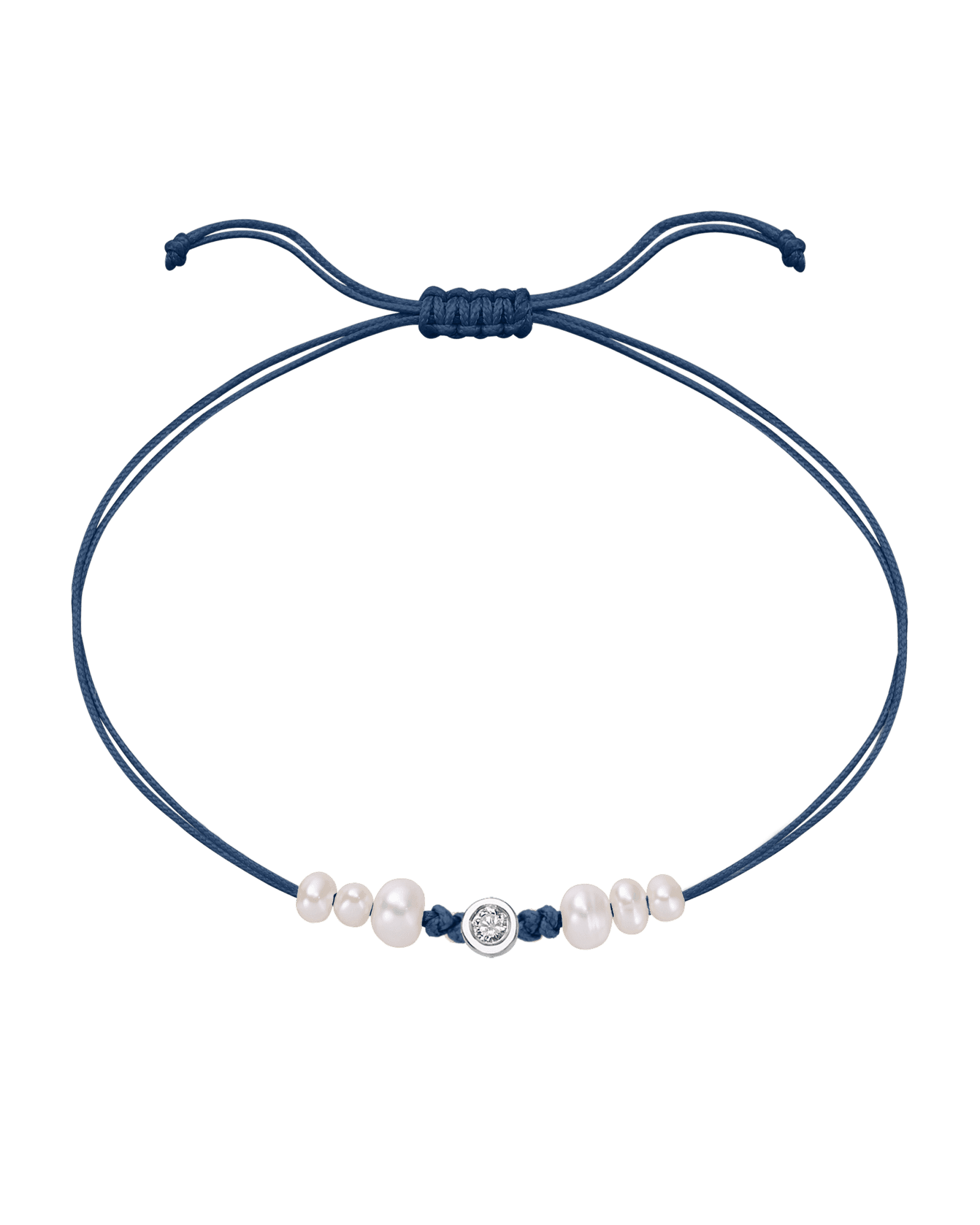 Le String of Love 6 Perles Naturelles - Or Blanc 14 carats Bracelet 14K Solid Gold Bleu Indigo Medium: 0.05 carats 