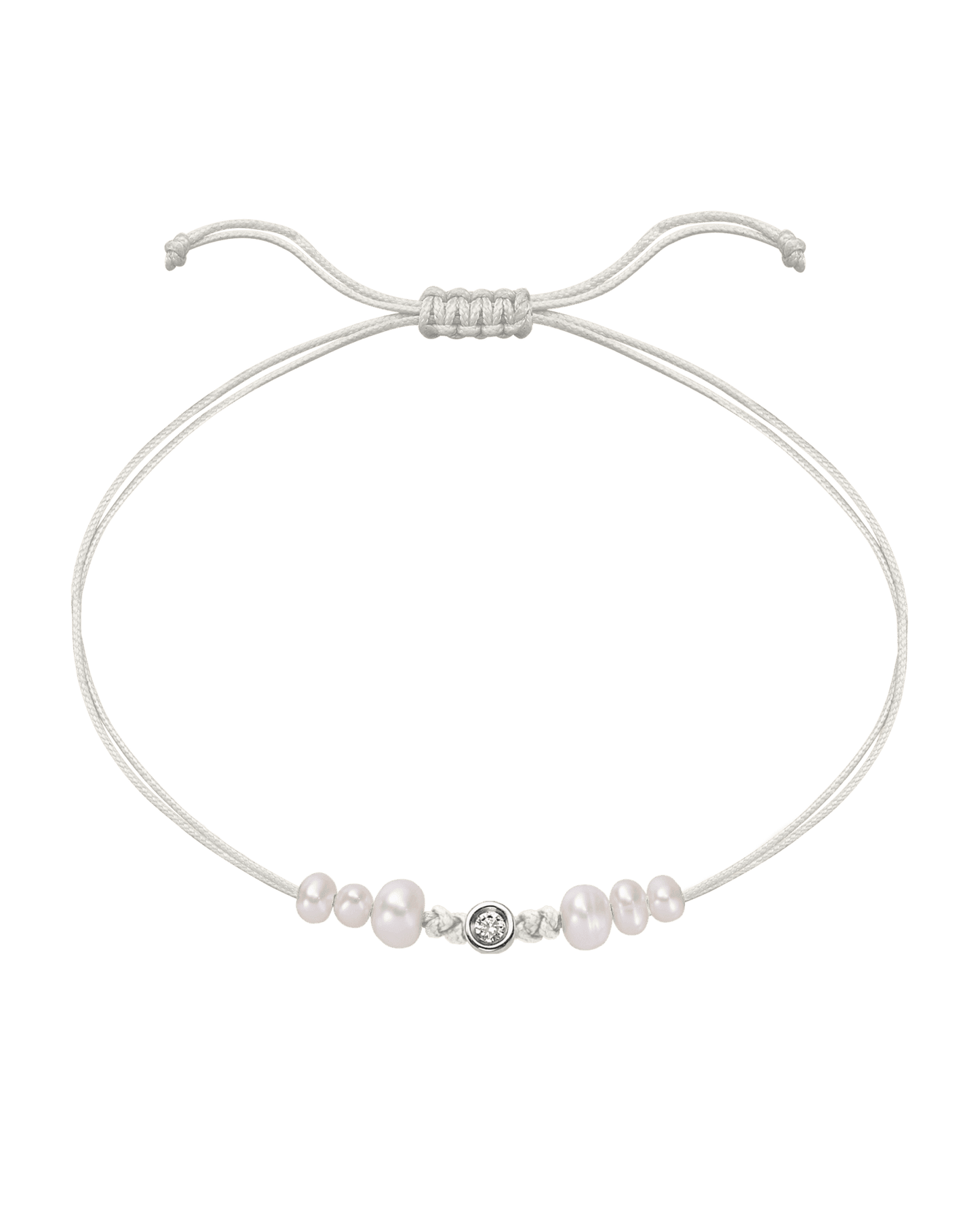 Le String of Love 6 Perles Naturelles - Or Blanc 14 carats Bracelet 14K Solid Gold Perle Small: 0.03 carats 