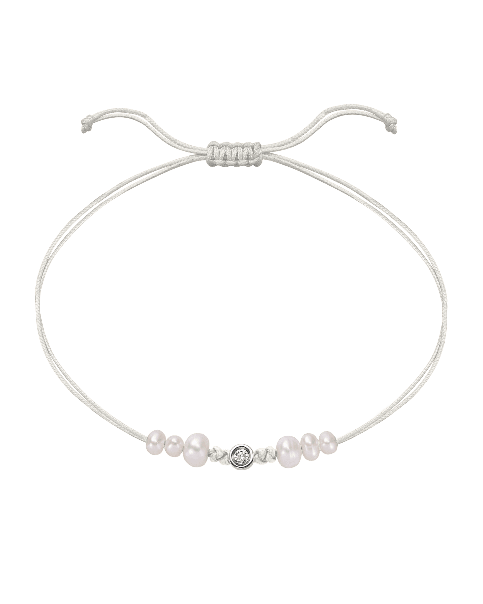 Le String of Love 6 Perles Naturelles - Or Blanc 14 carats Bracelet 14K Solid Gold Perle Small: 0.03 carats 