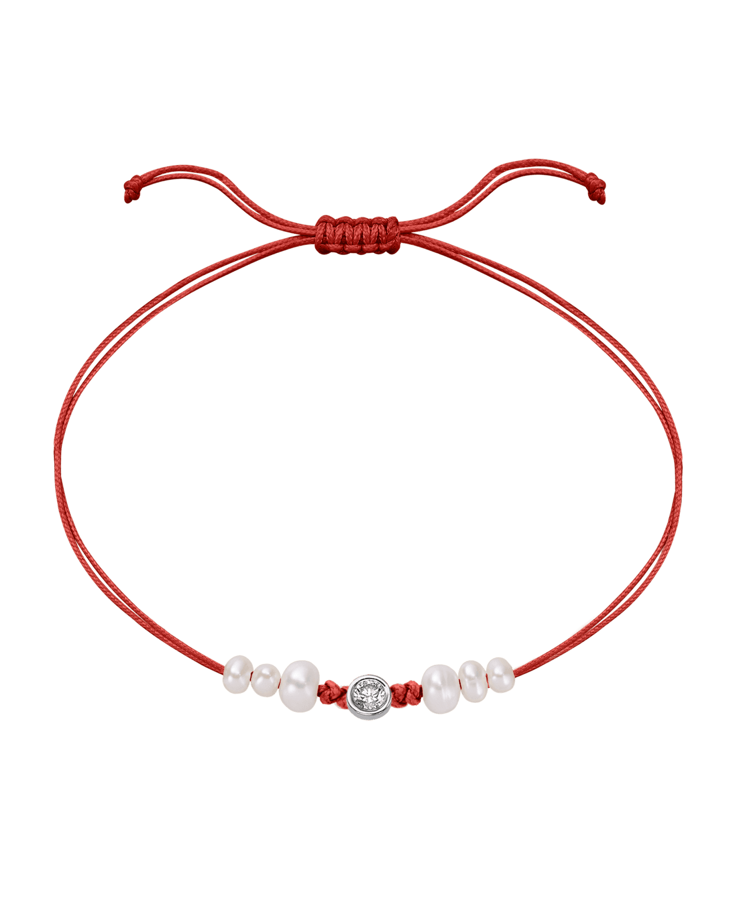 Le String of Love 6 Perles Naturelles - Or Blanc 14 carats Bracelet 14K Solid Gold Rouge Large: 0.10 carats 