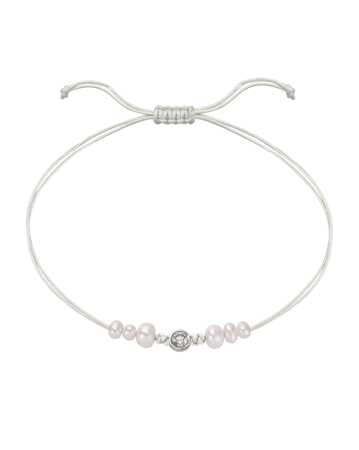 Le String of Love 6 Perles Naturelles - Or Blanc 14 carats Bracelet 14K Solid Gold Perle Large: 0.10 carats 