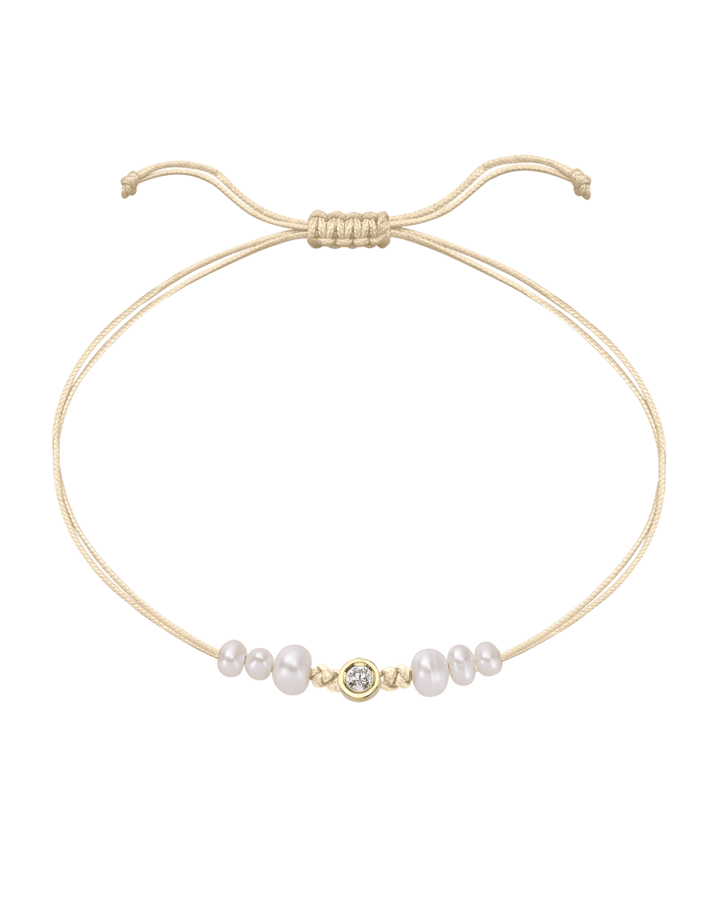 Le String of Love 6 Perles Naturelles - Or Jaune 14 carats Bracelet 14K Solid Gold Beige Medium: 0.05 carats 