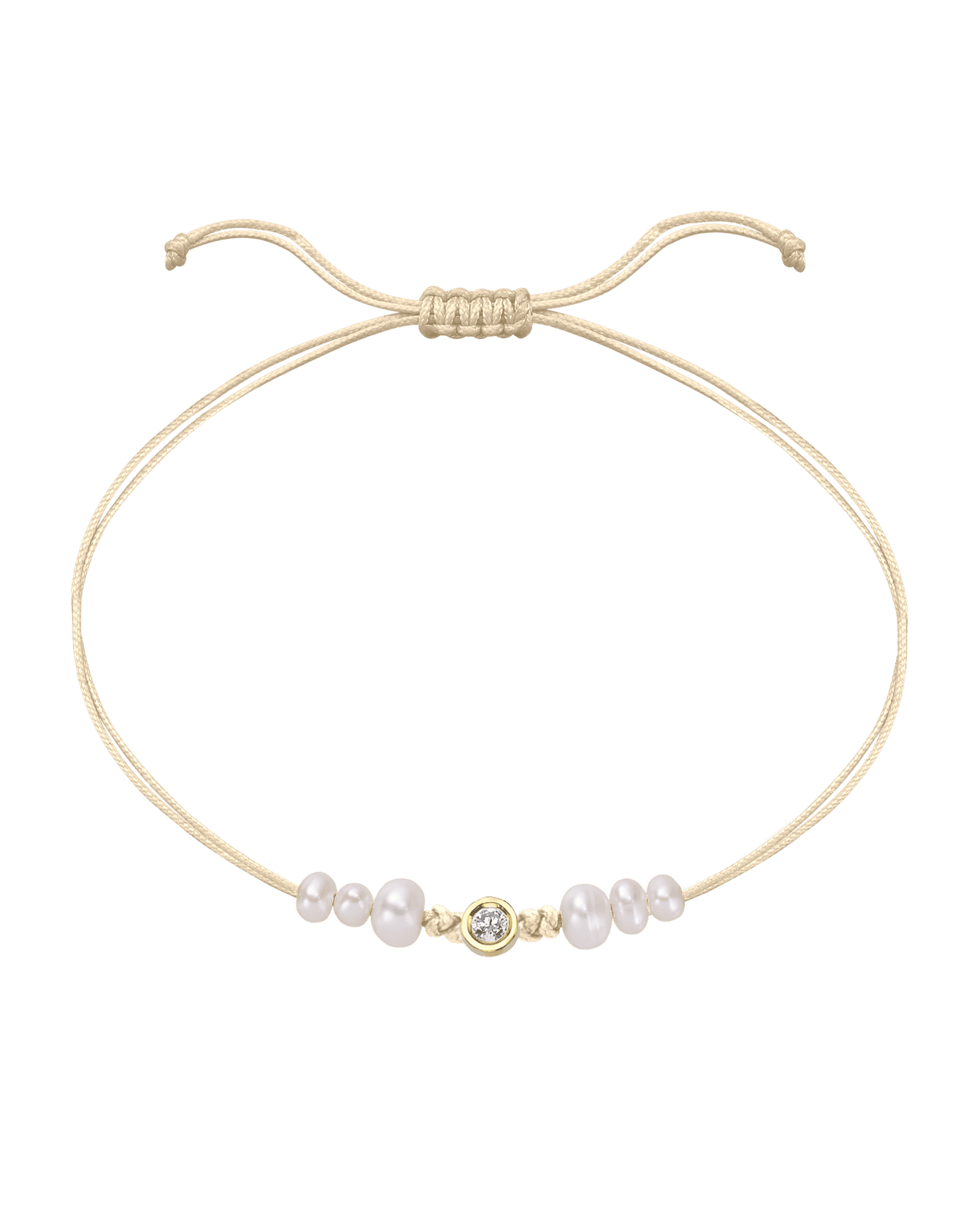 Le String of Love 6 Perles Naturelles - Or Jaune 14 carats Bracelet 14K Solid Gold Beige Medium: 0.05 carats 