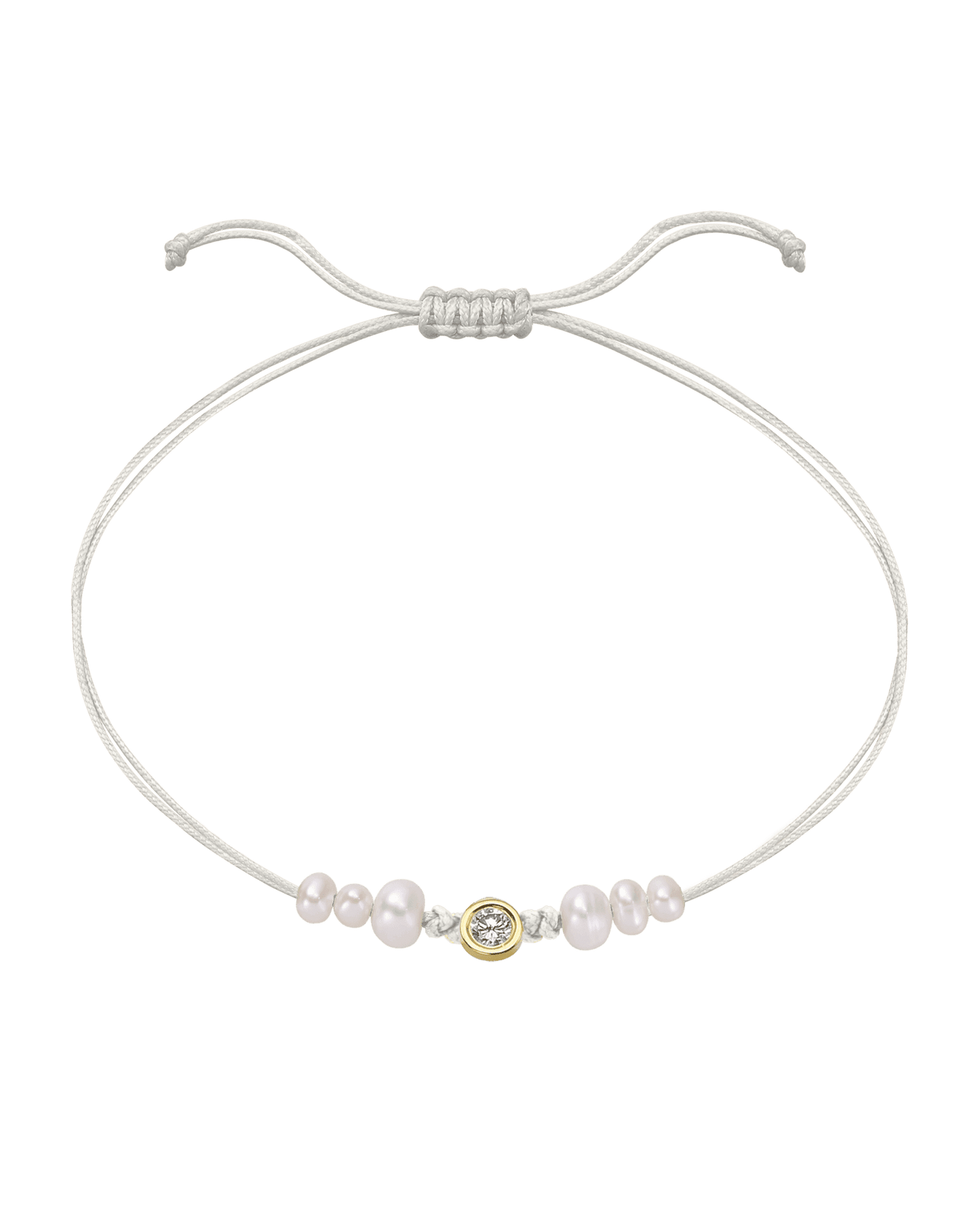 Le String of Love 6 Perles Naturelles - Or Jaune 14 carats Bracelet 14K Solid Gold Perle Large: 0.10 carats 