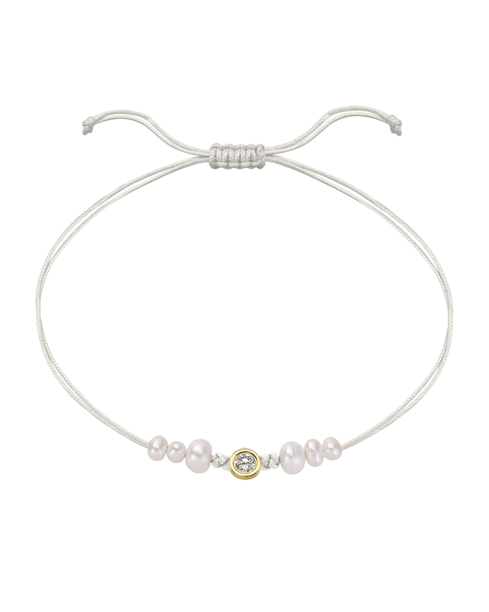 Le String of Love 6 Perles Naturelles - Or Jaune 14 carats Bracelet 14K Solid Gold Perle Large: 0.10 carats 