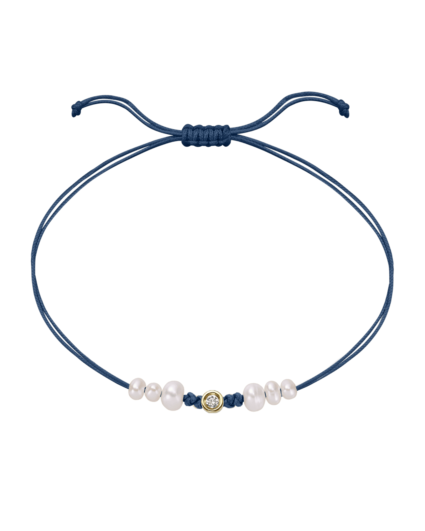 Le String of Love 6 Perles Naturelles - Or Jaune 14 carats Bracelet 14K Solid Gold Bleu Indigo Small: 0.03 carats 