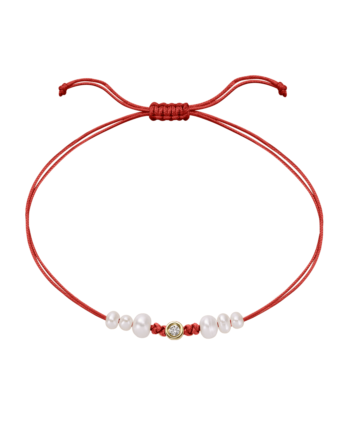 Le String of Love 6 Perles Naturelles - Or Jaune 14 carats Bracelet 14K Solid Gold Rouge Small: 0.03 carats 