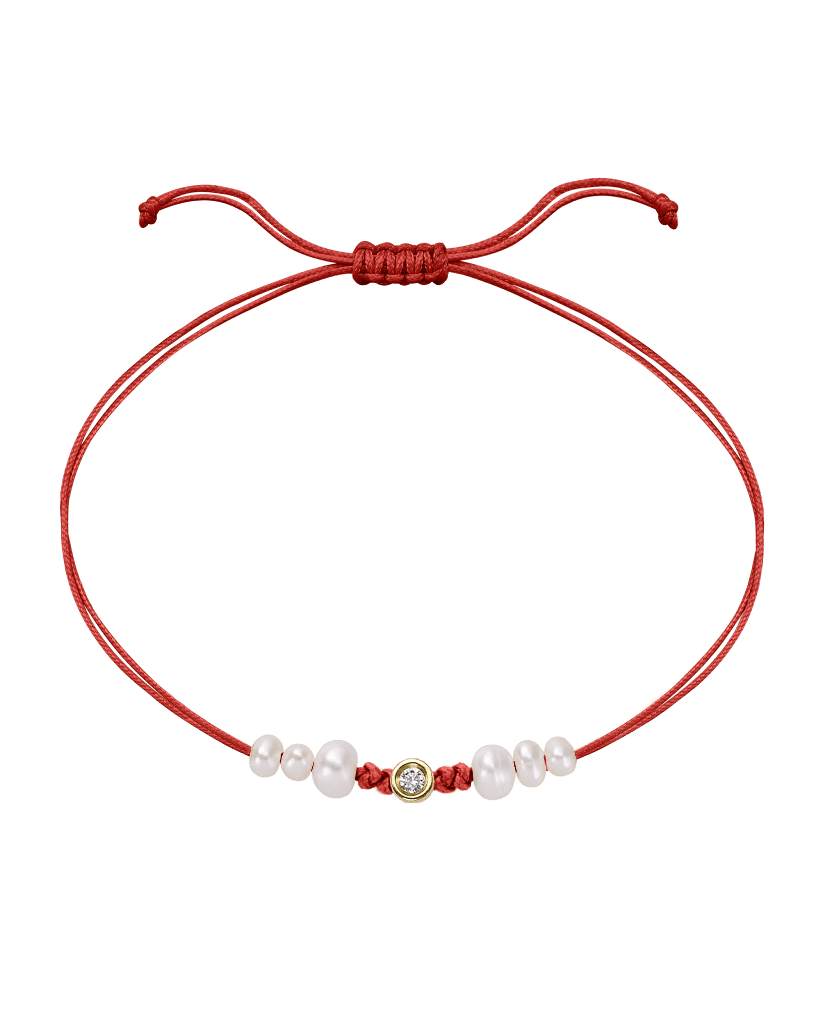 Le String of Love 6 Perles Naturelles - Or Jaune 14 carats Bracelet 14K Solid Gold Rouge Small: 0.03 carats 