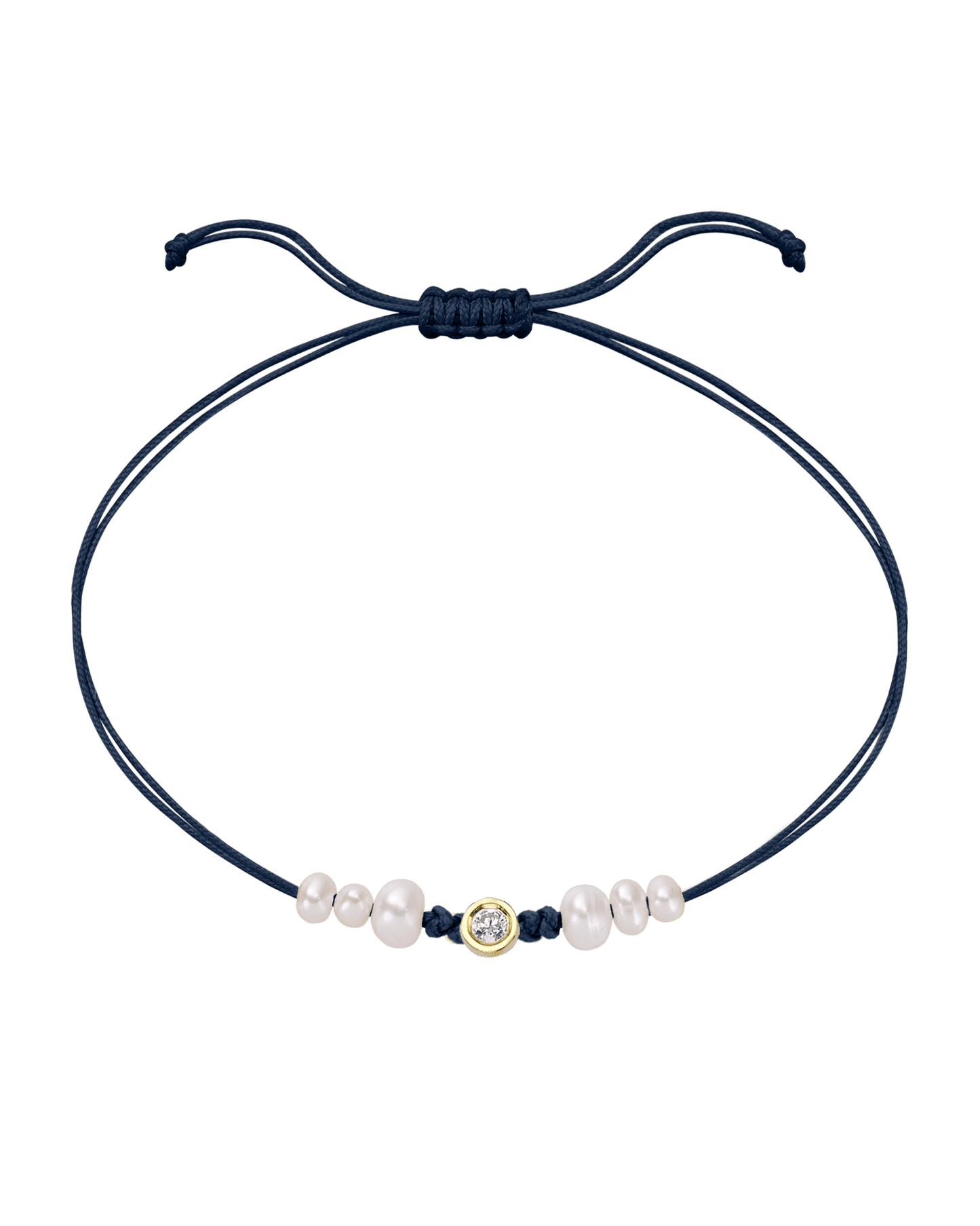 Le String of Love 6 Perles Naturelles - Or Jaune 14 carats Bracelet 14K Solid Gold Bleu Marine Medium: 0.05 carats 