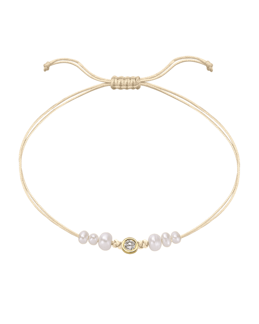 Le String of Love 6 Perles Naturelles - Or Jaune 14 carats Bracelet 14K Solid Gold Beige Large: 0.10 carats 