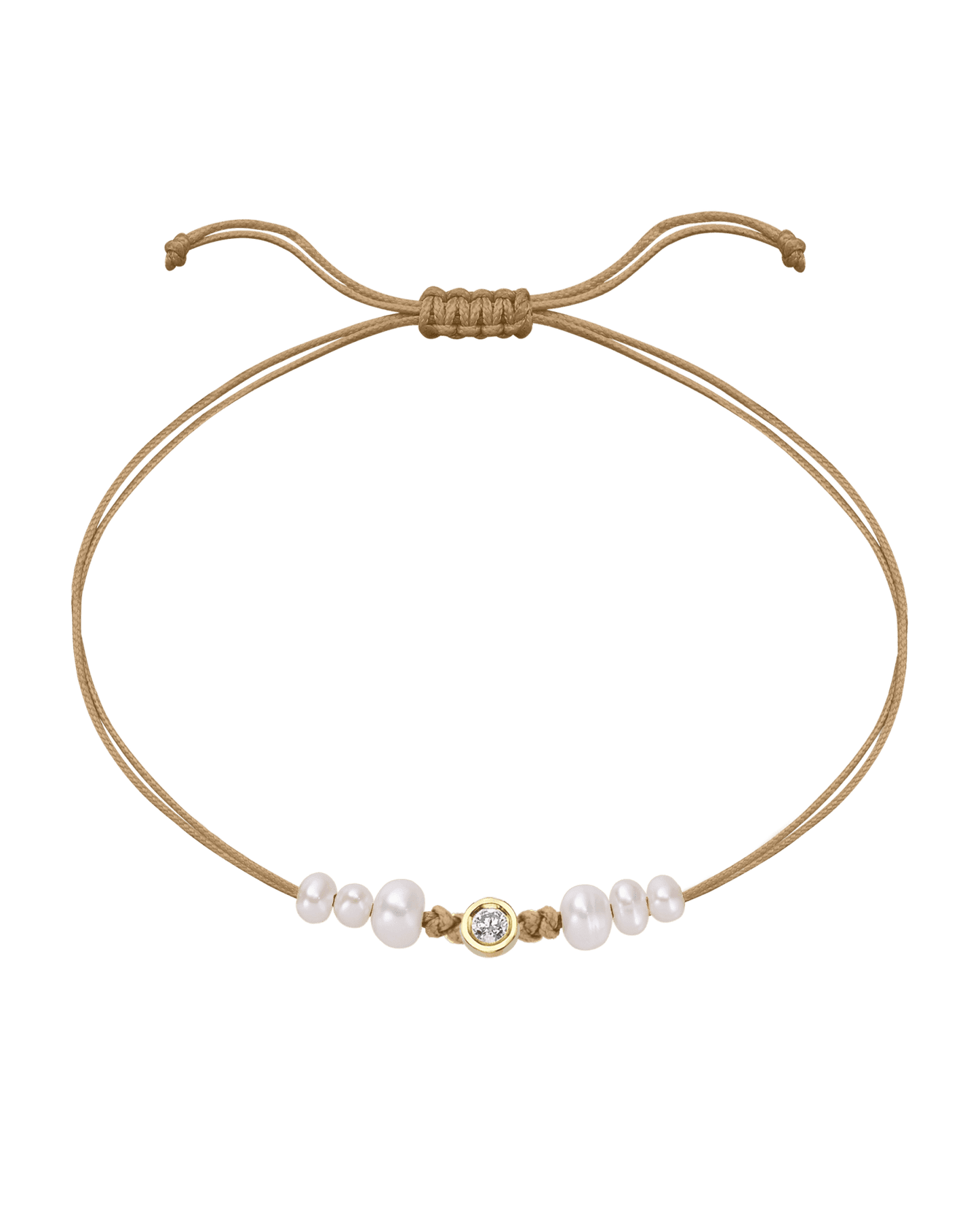 Le String of Love 6 Perles Naturelles - Or Jaune 14 carats Bracelet 14K Solid Gold Camel Medium: 0.05 carats 