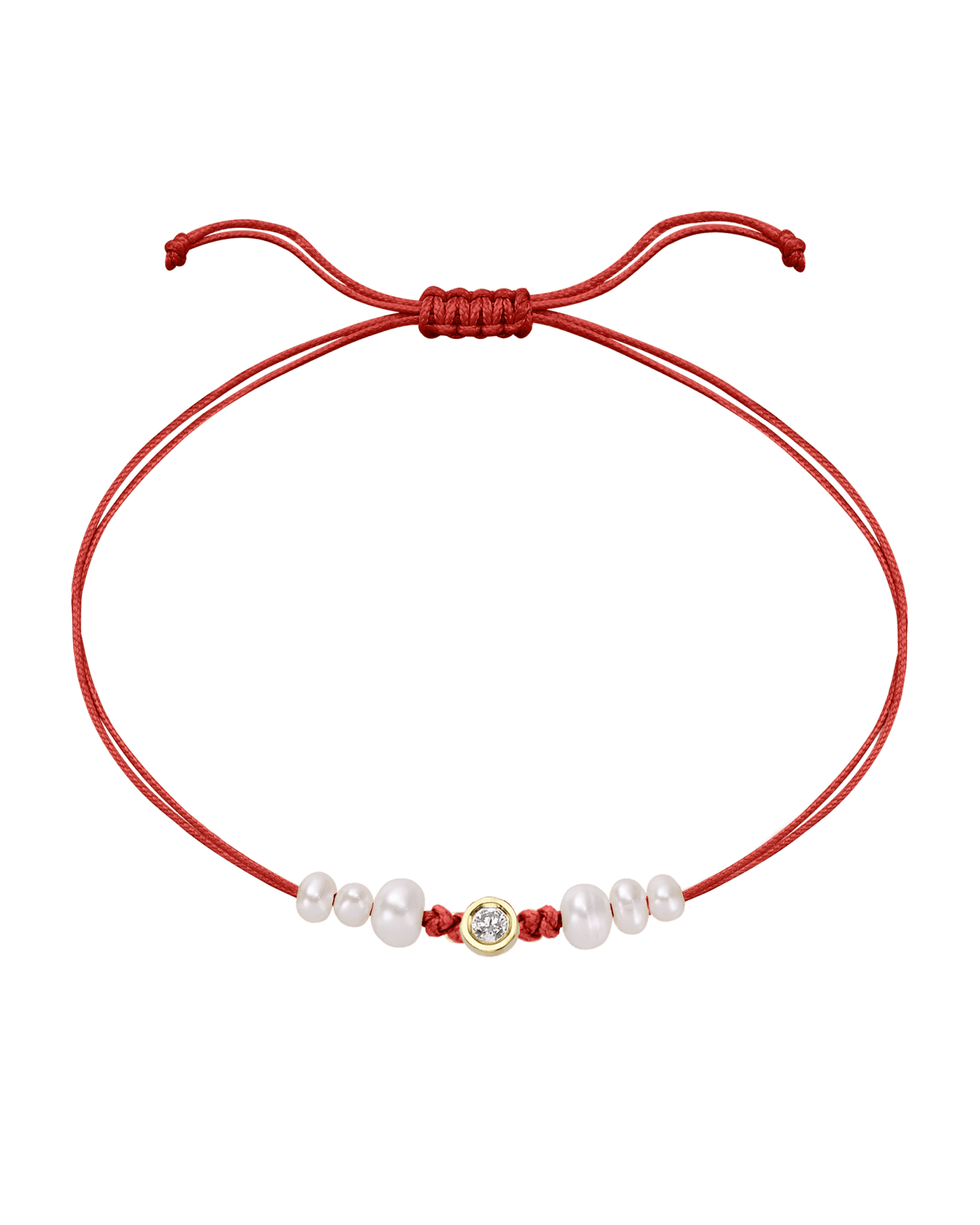 Le String of Love 6 Perles Naturelles - Or Jaune 14 carats Bracelet 14K Solid Gold Rouge Medium: 0.05 carats 