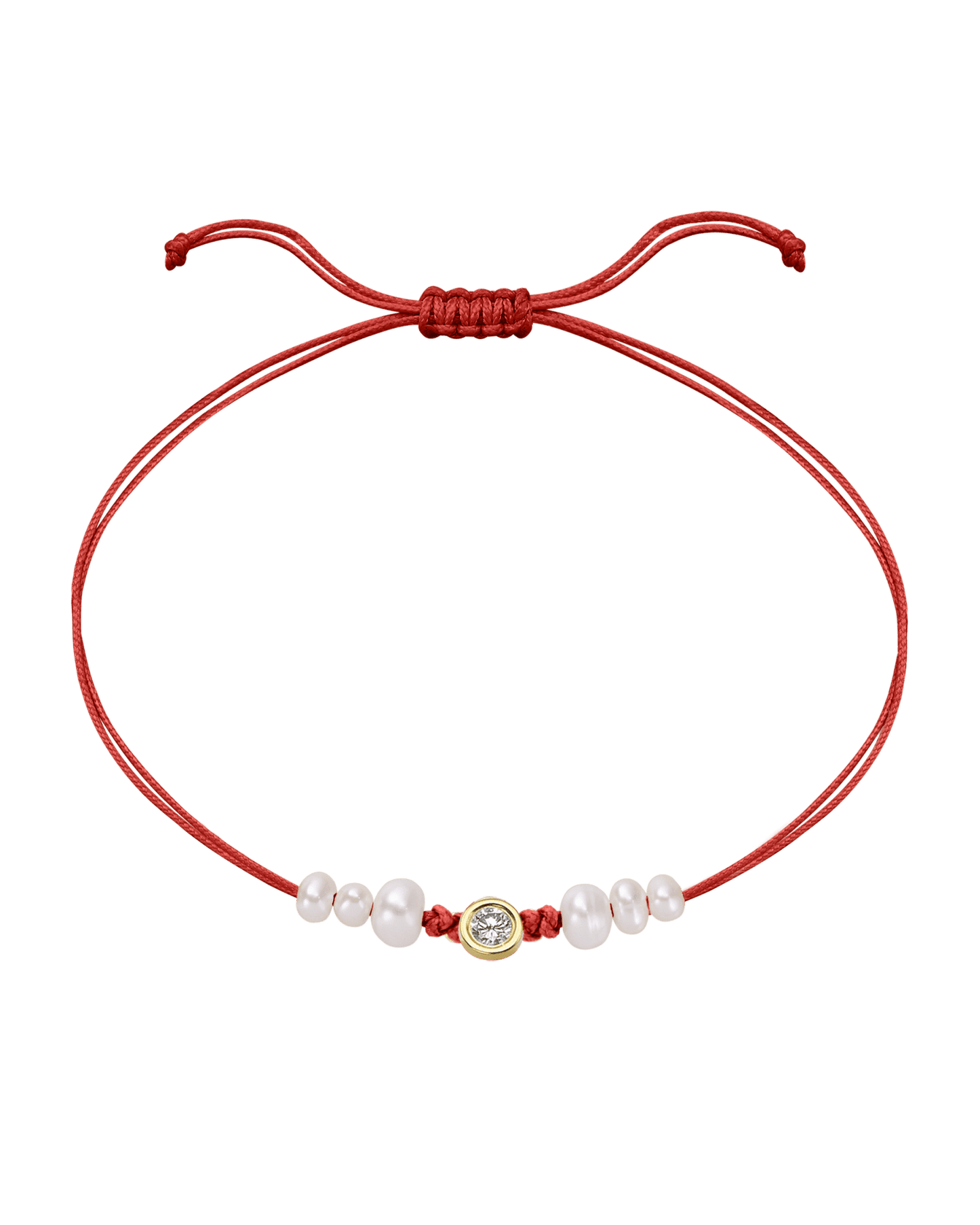 Le String of Love 6 Perles Naturelles - Or Jaune 14 carats Bracelet 14K Solid Gold Rouge Large: 0.10 carats 