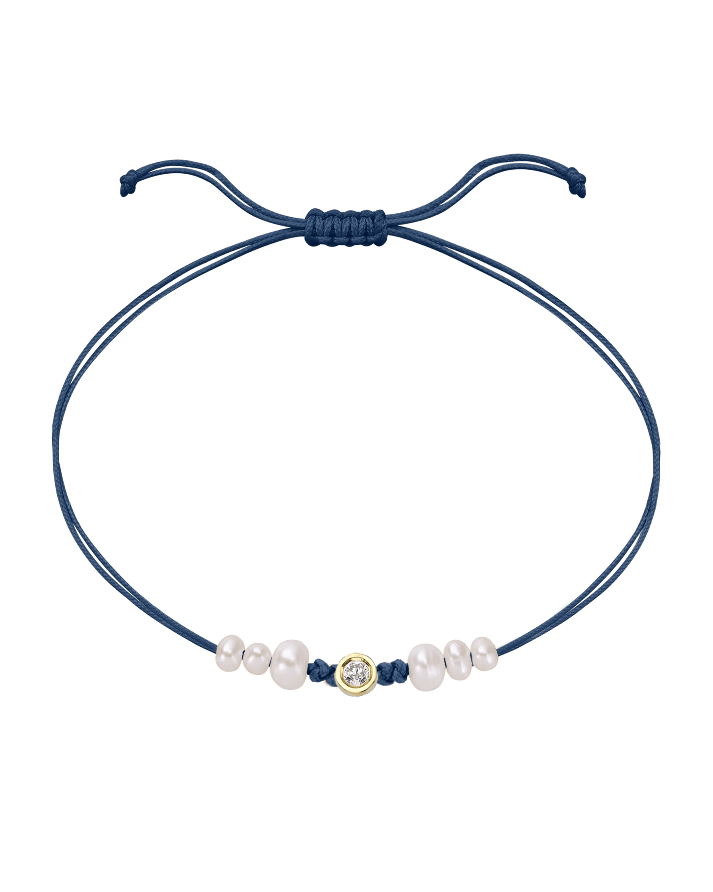 Le String of Love 6 Perles Naturelles - Or Jaune 14 carats Bracelet 14K Solid Gold Bleu Indigo Medium: 0.05 carats 