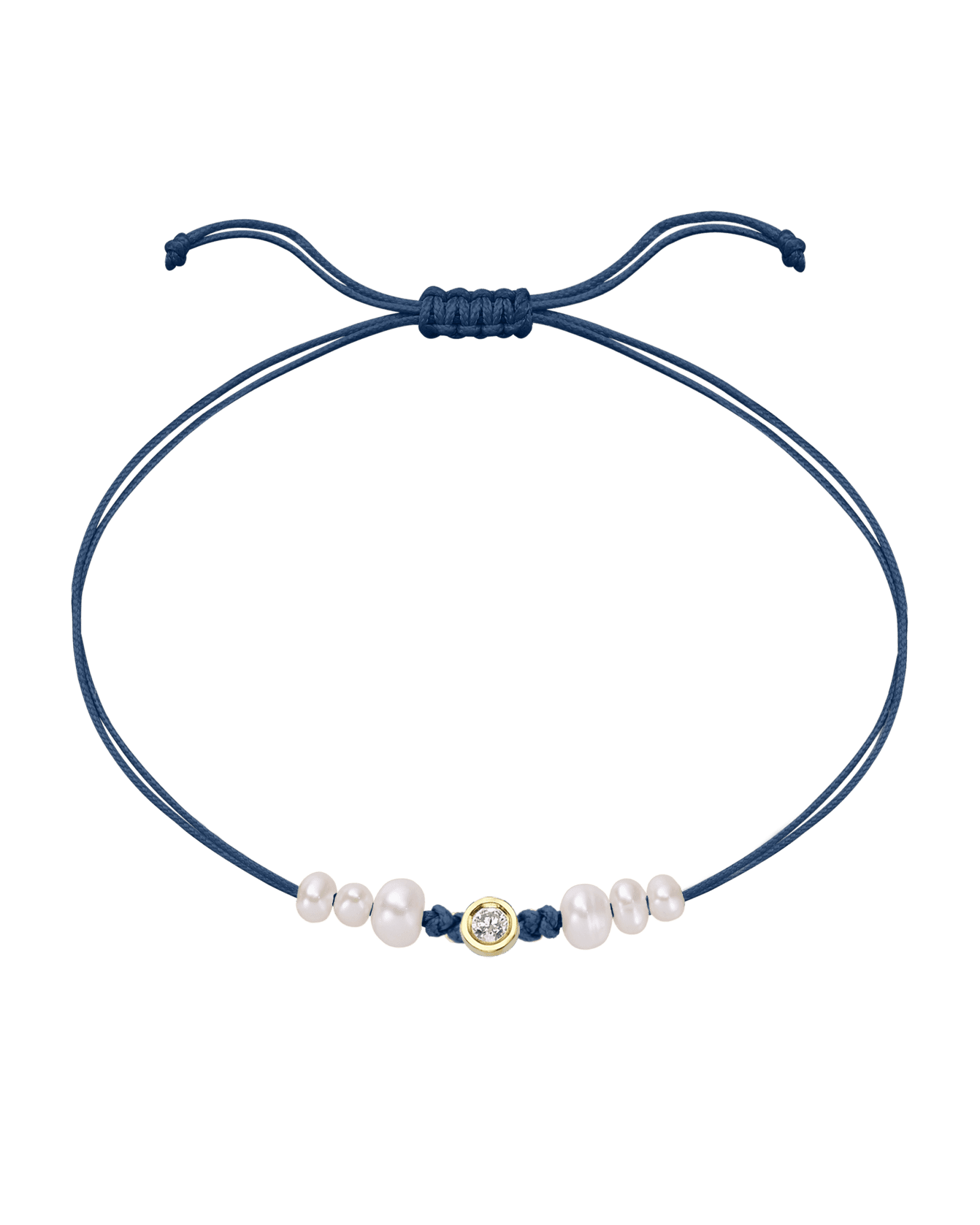 Le String of Love 6 Perles Naturelles - Or Jaune 14 carats Bracelet 14K Solid Gold Bleu Indigo Medium: 0.05 carats 