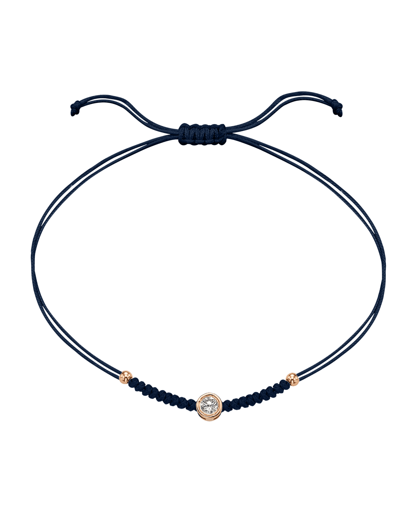 Le String of Love Boules D'or - Or Rose 14 carats Bracelet 14K Solid Gold Bleu Marine Large: 0.10 carats 