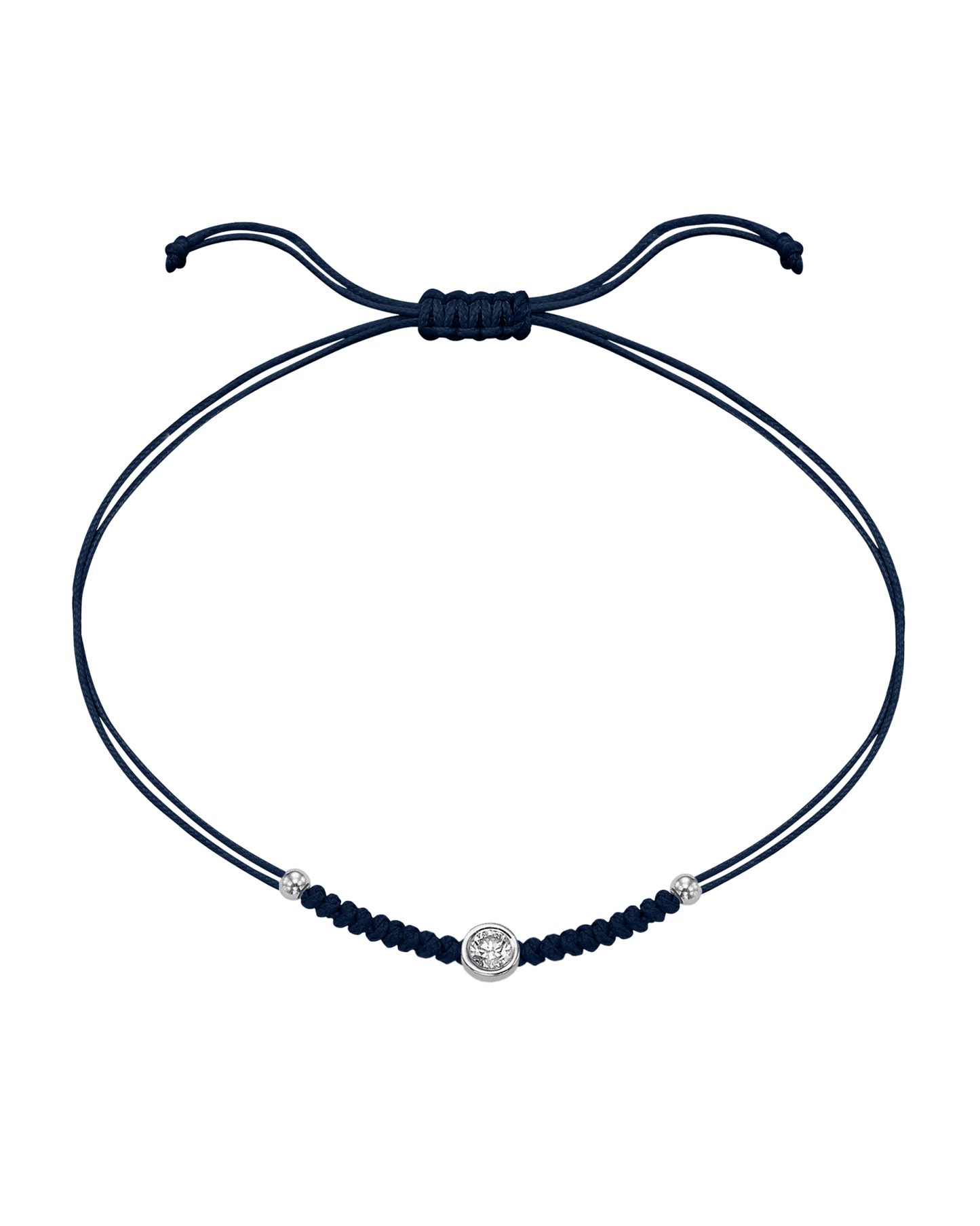 Le String of Love Boules D'or - Or Blanc 14 carats Bracelet 14K Solid Gold Bleu Marine Large: 0.10 carats 