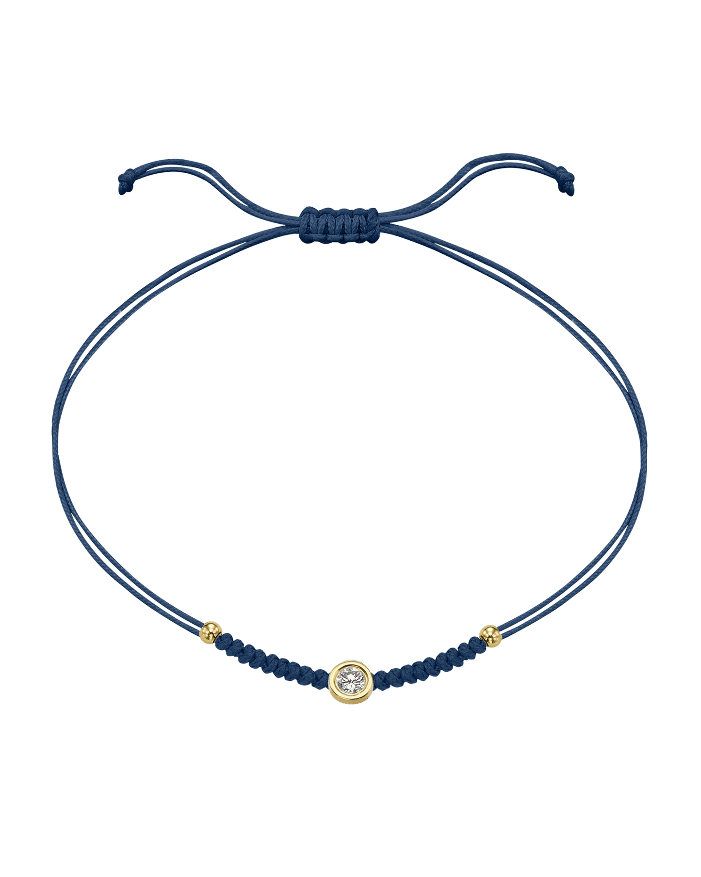 Le String of Love Boules D'or - Or Jaune 14 carats Bracelet 14K Solid Gold Bleu Indigo Large: 0.10 carats 