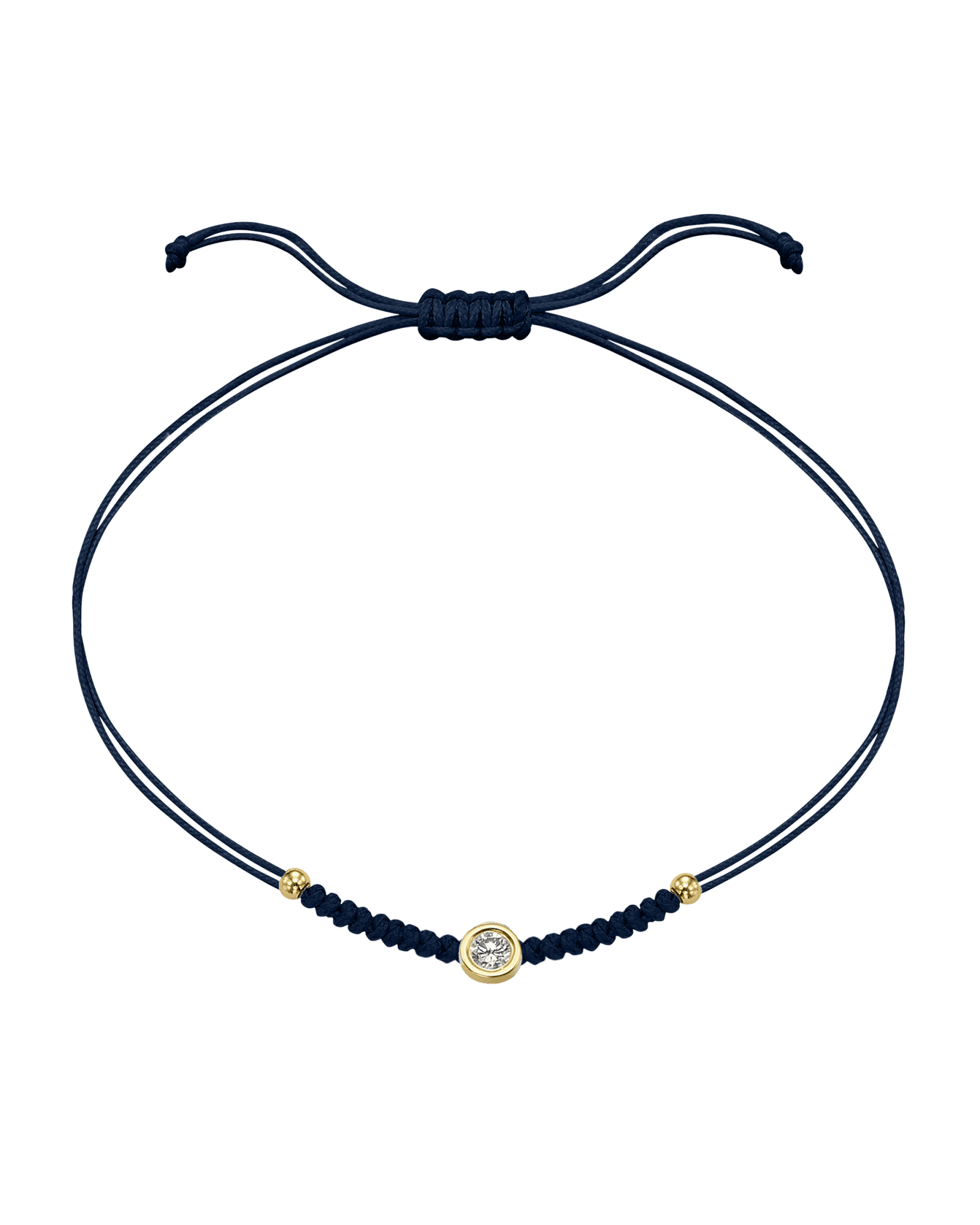 Le String of Love Boules D'or - Or Jaune 14 carats Bracelet 14K Solid Gold Bleu Marine Large: 0.10 carats 