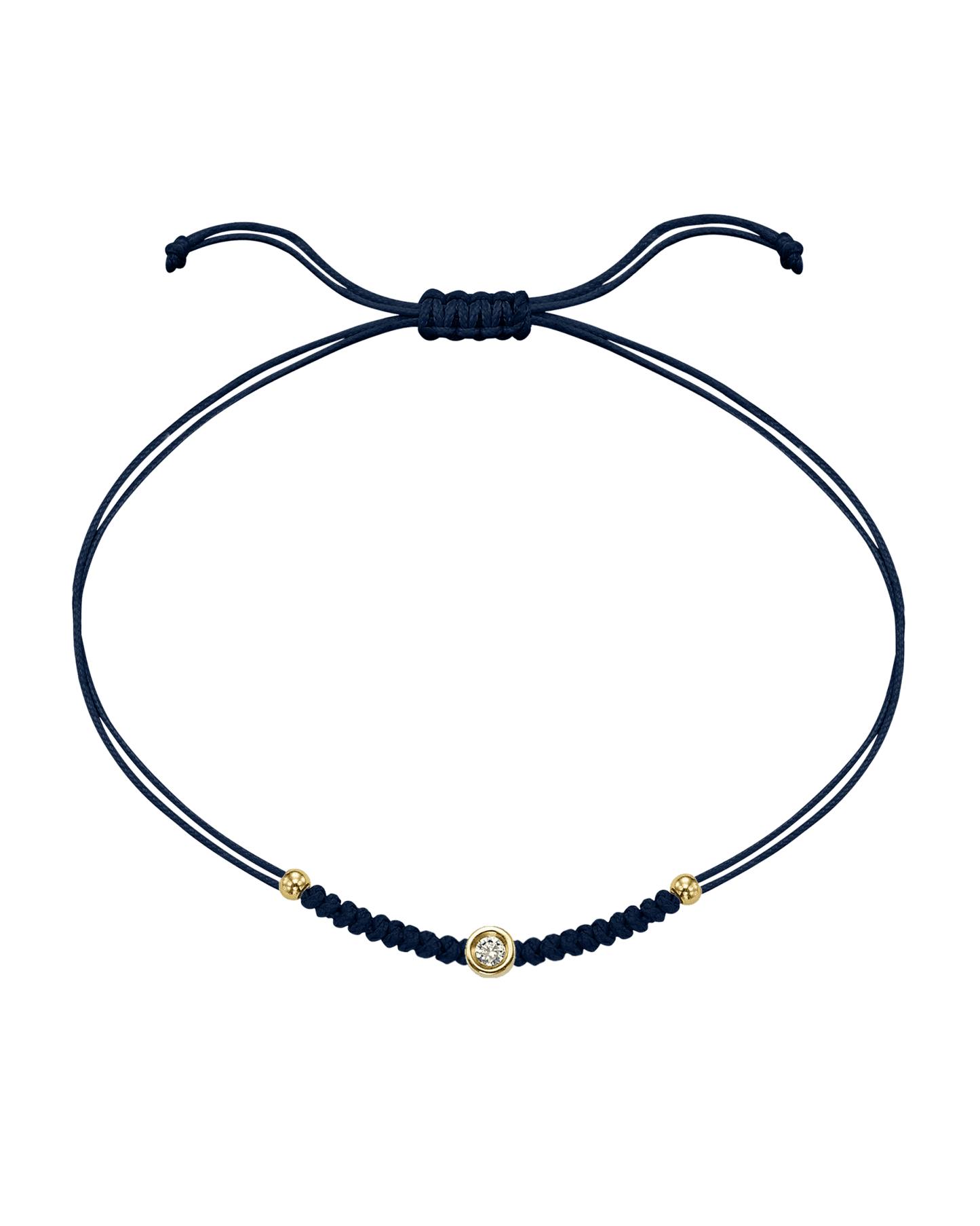 Le String of Love Boules D'or - Or Jaune 14 carats Bracelet 14K Solid Gold Bleu Marine Small: 0.03 carats 