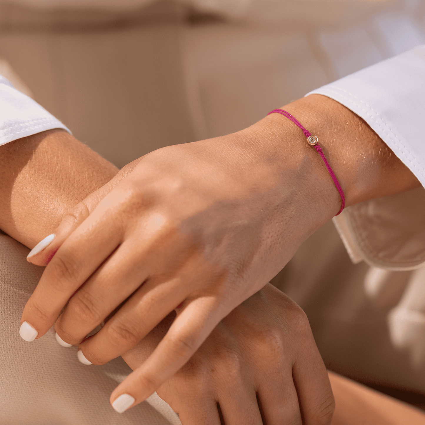 Pink : The Classic String of Love - 14K White Gold Bracelets magal-dev 
