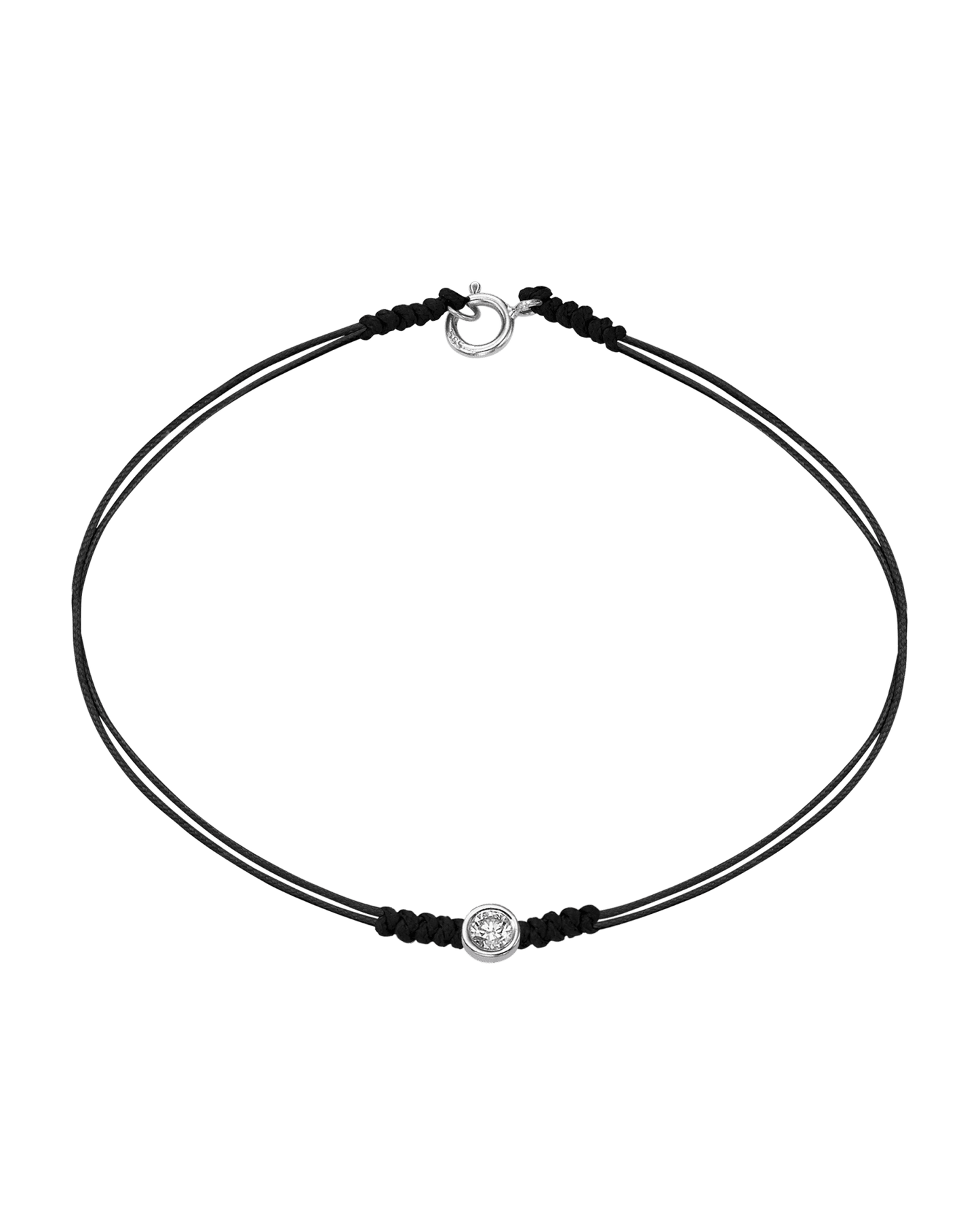 Le String of Love avec Fermoir - Or Blanc 14 carats Bracelets 14K Solid Gold Noir Large: 0.10 carats Small - 6 Inches (15.5cm)