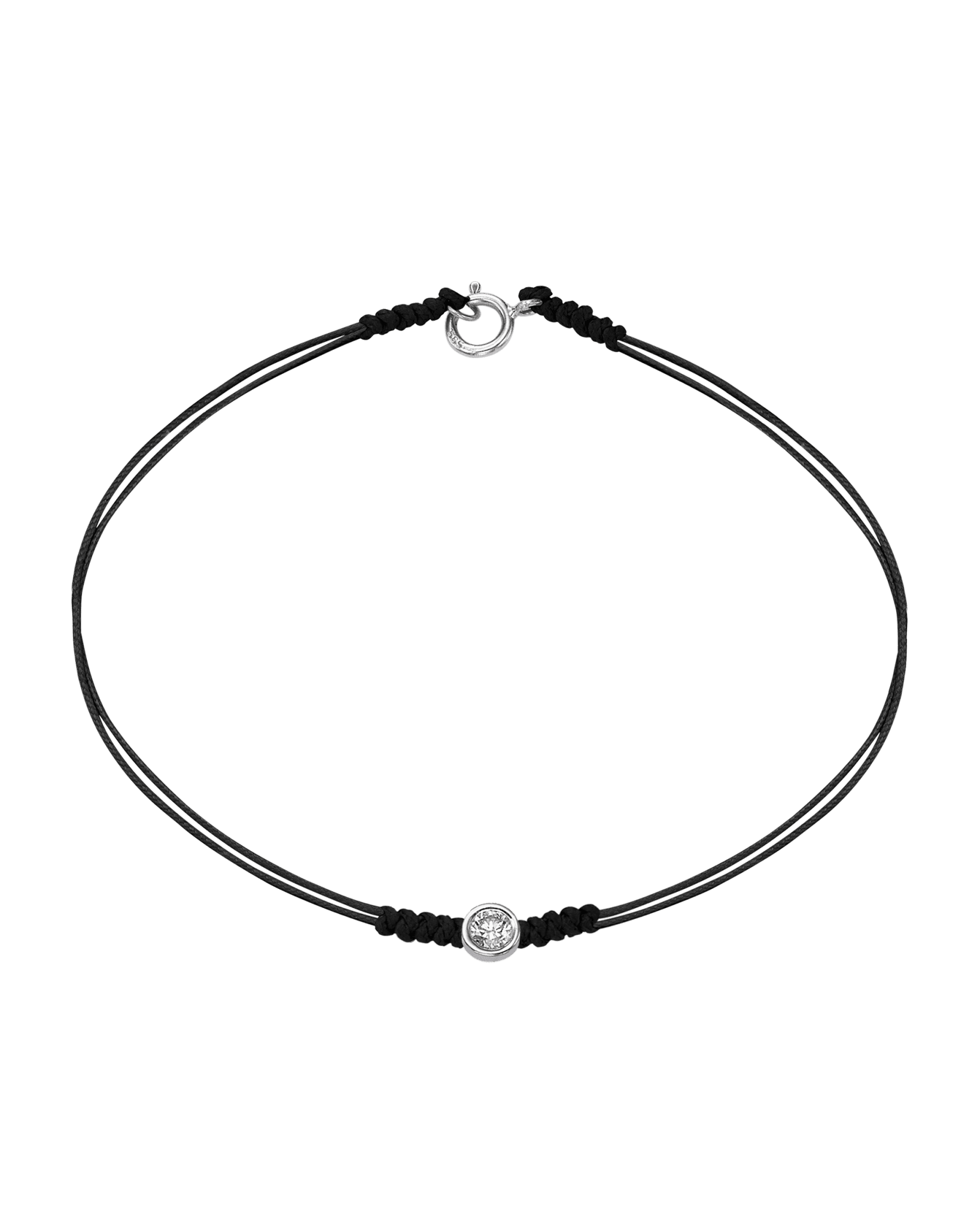 Le String of Love avec Fermoir - Or Blanc 14 carats Bracelets 14K Solid Gold Noir Large: 0.10 carats Small - 6 Inches (15.5cm)