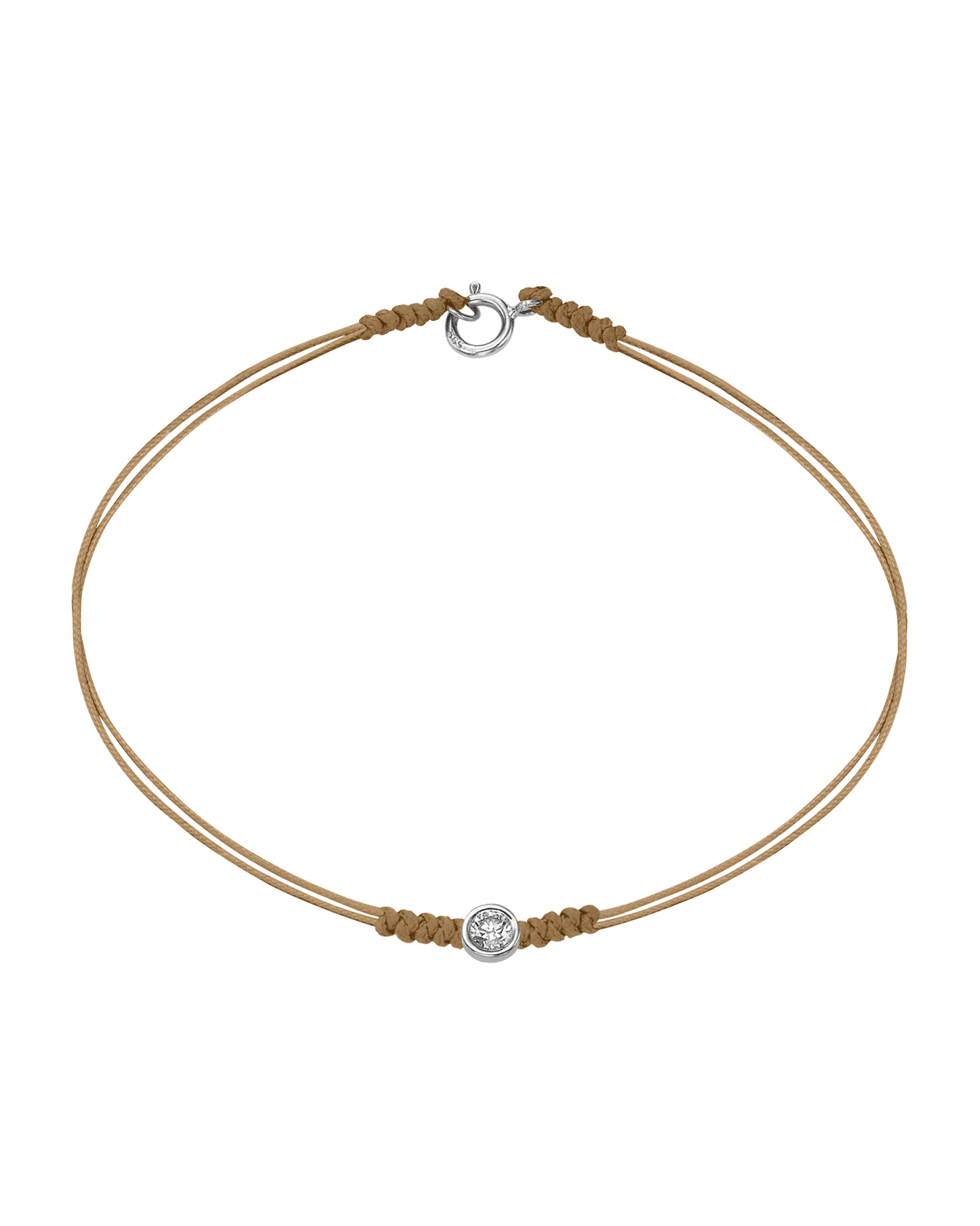 Le String of Love avec Fermoir - Or Blanc 14 carats Bracelets 14K Solid Gold Camel Large: 0.10 carats Small - 6 Inches (15.5cm)