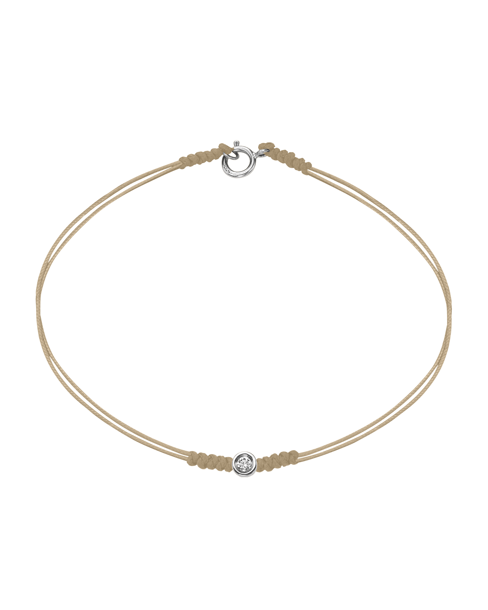 Le String of Love avec Fermoir - Or Blanc 14 carats Bracelets 14K Solid Gold Beige Small: 0.03 carats Small - 6 Inches (15.5cm)