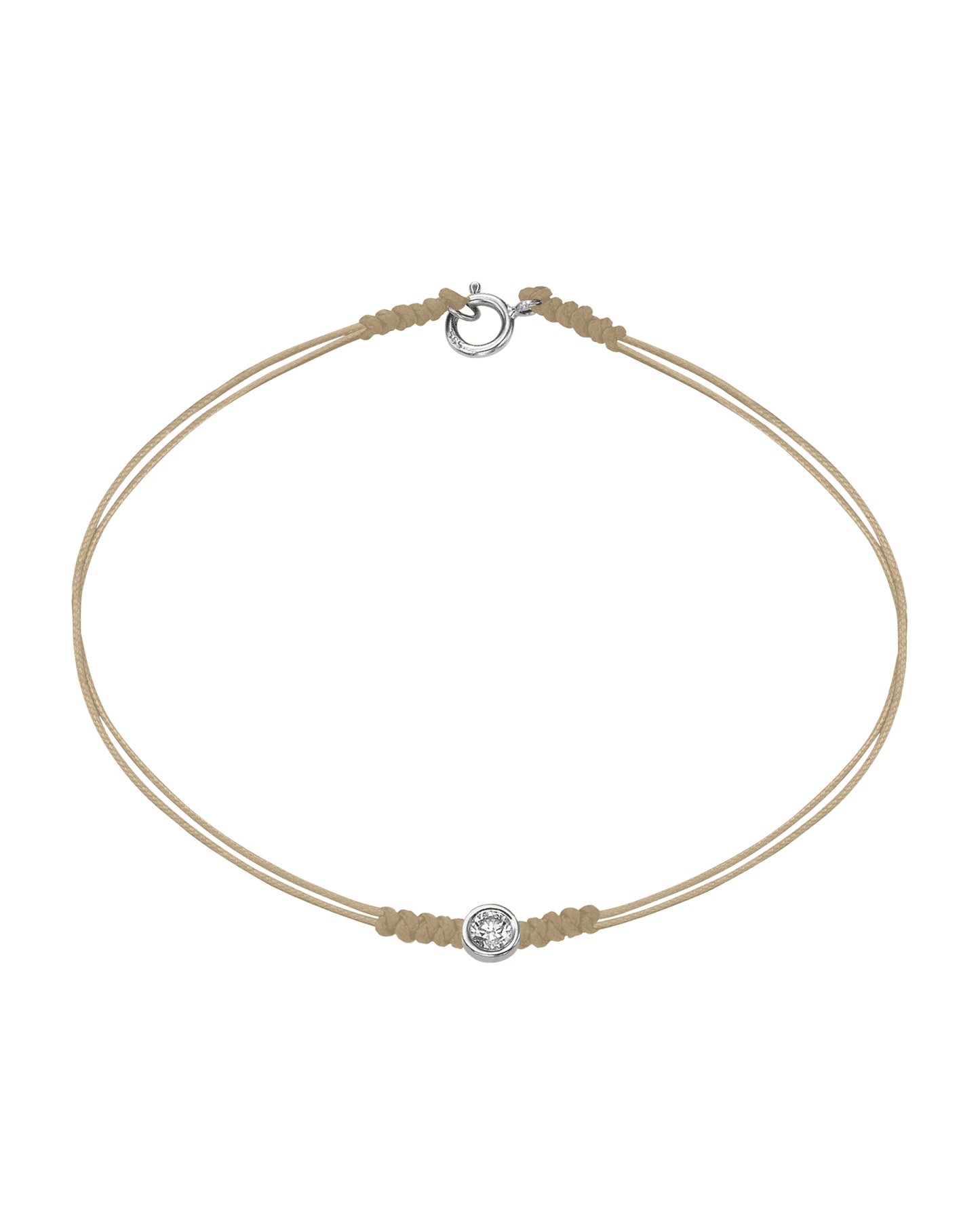 Le String of Love avec Fermoir - Or Blanc 14 carats Bracelets 14K Solid Gold Beige Large: 0.10 carats Small - 6 Inches (15.5cm)