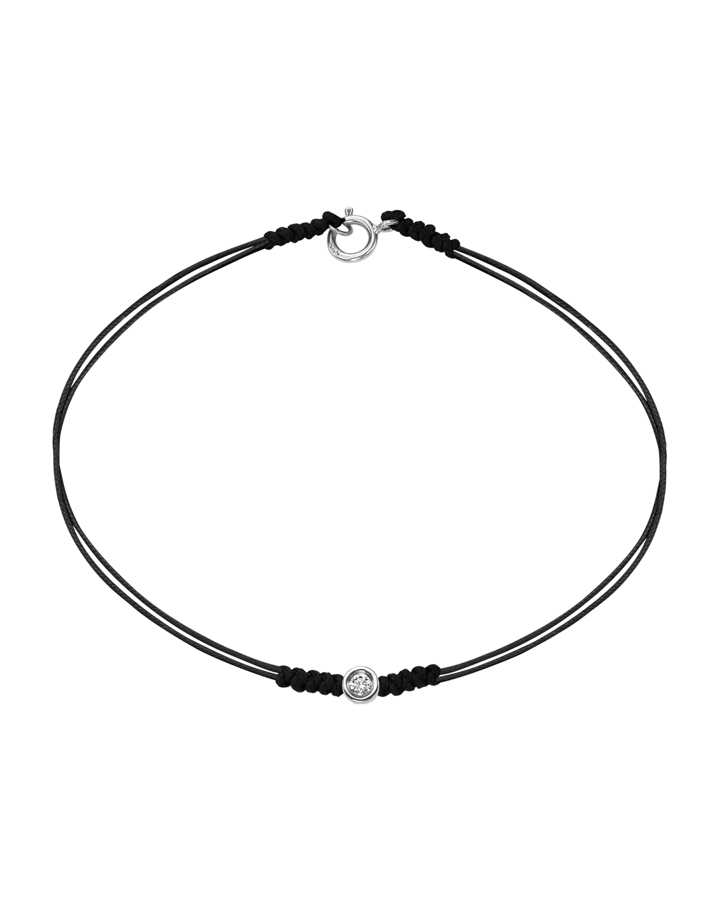 Le String of Love avec Fermoir - Or Blanc 14 carats Bracelets 14K Solid Gold Noir Small: 0.03 carats Small - 6 Inches (15.5cm)