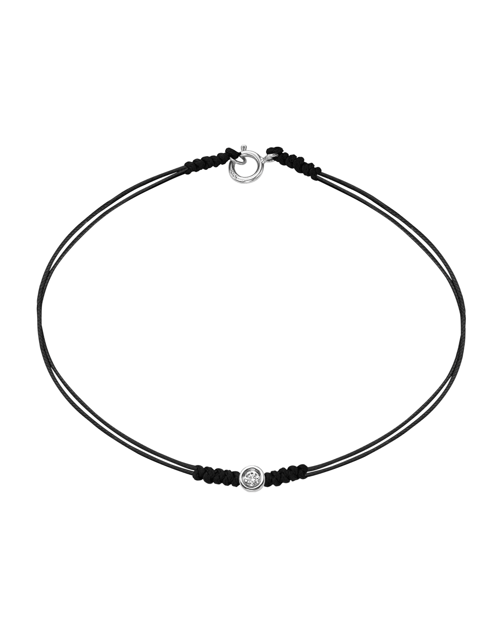 Le String of Love avec Fermoir - Or Blanc 14 carats Bracelets 14K Solid Gold Noir Small: 0.03 carats Small - 6 Inches (15.5cm)