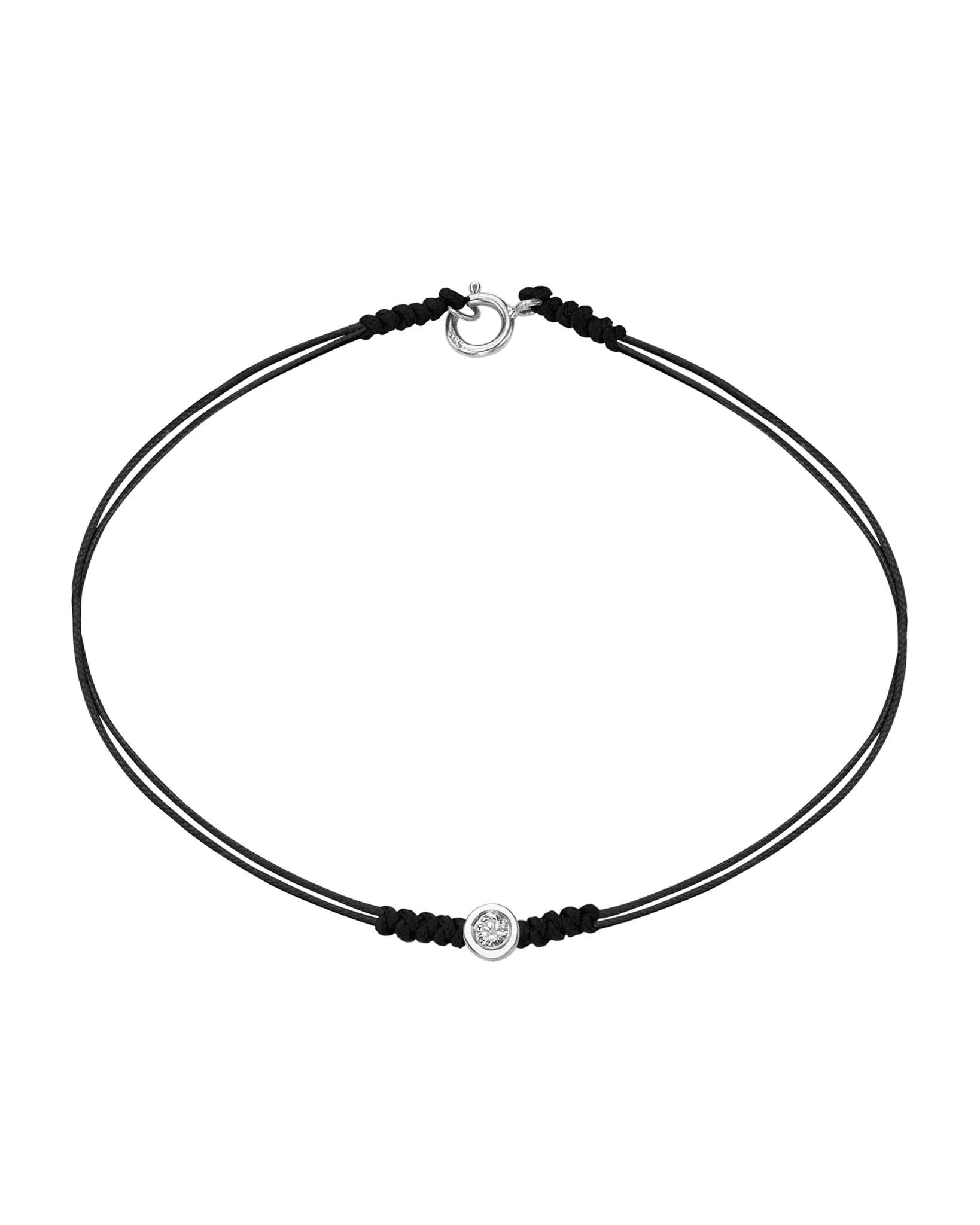 Le String of Love avec Fermoir - Or Blanc 14 carats Bracelets 14K Solid Gold Noir Medium: 0.05 carats Small - 6 Inches (15.5cm)