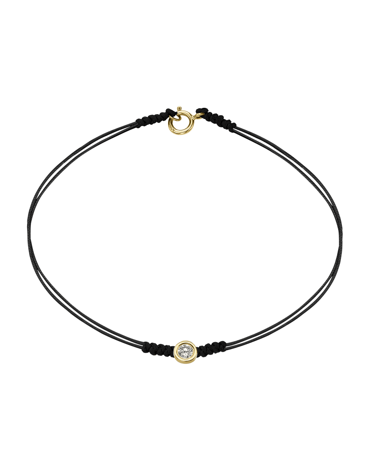 Le String of Love avec Fermoir - Or Jaune 14 carats Bracelets 14K Solid Gold Noir Large: 0.10 carats Small - 6 Inches (15.5cm)