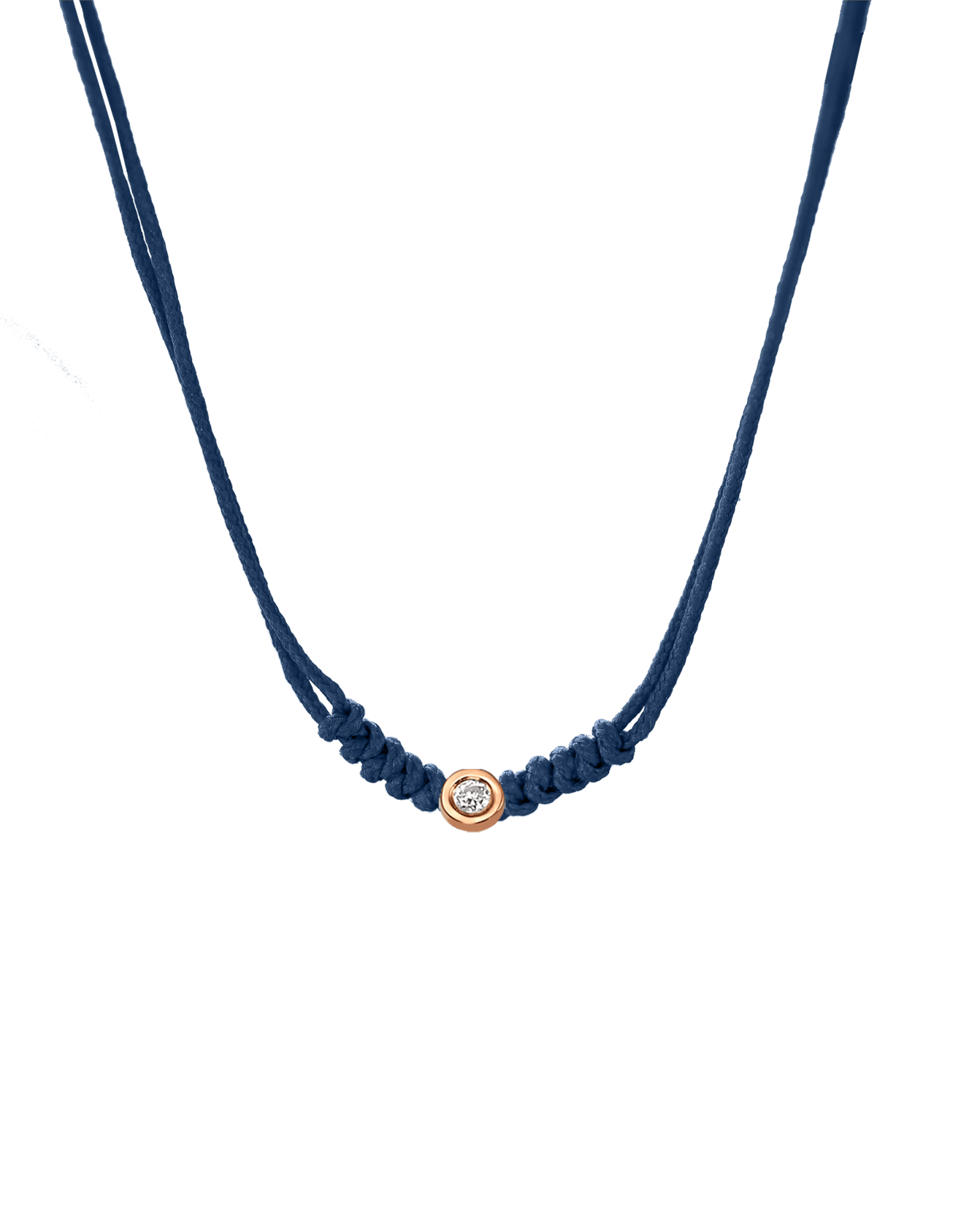 Collier String of Love - Or Rose 14 carats Necklaces 14K Solid Gold Bleu Indigo Small: 0.03 carats 