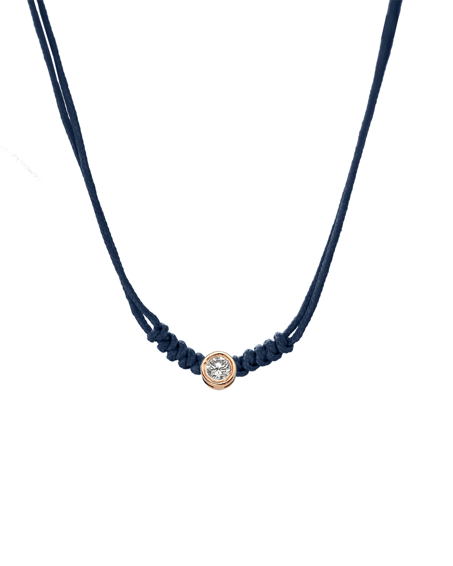 Collier String of Love - Or Rose 14 carats Necklaces 14K Solid Gold Bleu Marine Large: 0.10 carats 