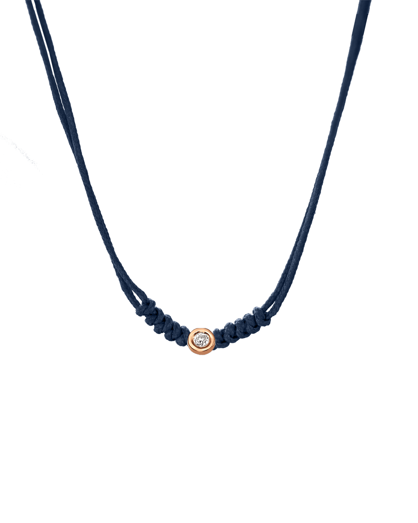 Collier String of Love - Or Rose 14 carats Necklaces 14K Solid Gold Bleu Marine Small: 0.03 carats 