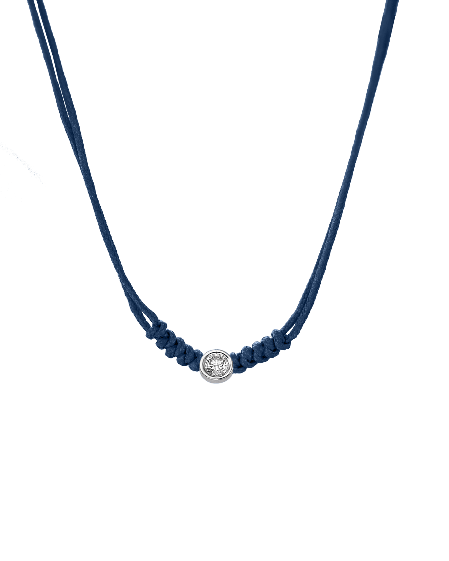 Collier String of Love - Or Blanc 14 carats Necklaces 14K Solid Gold Bleu Indigo Large: 0.10 carats 