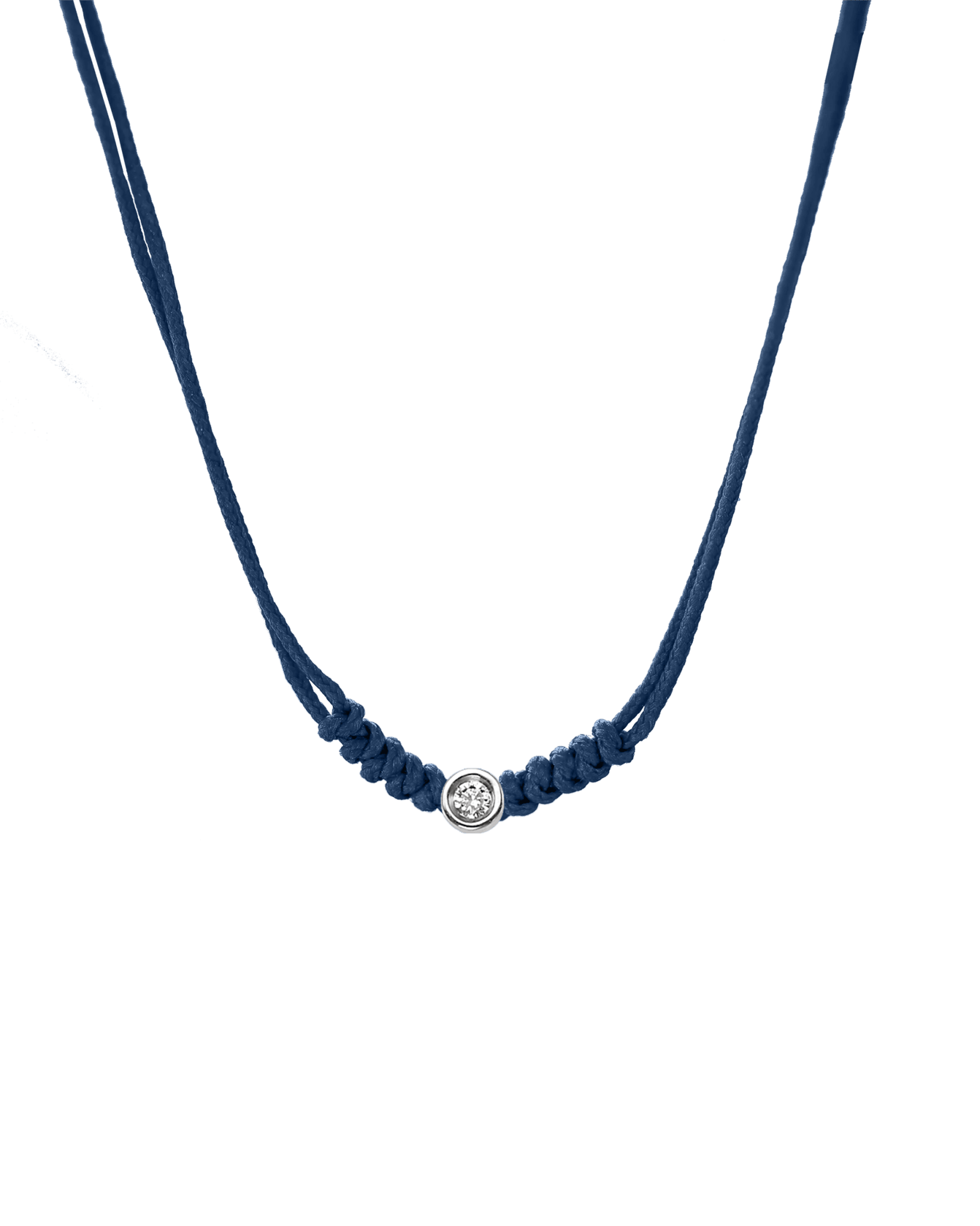 Collier String of Love - Or Blanc 14 carats Necklaces 14K Solid Gold Bleu Indigo Small: 0.03 carats 